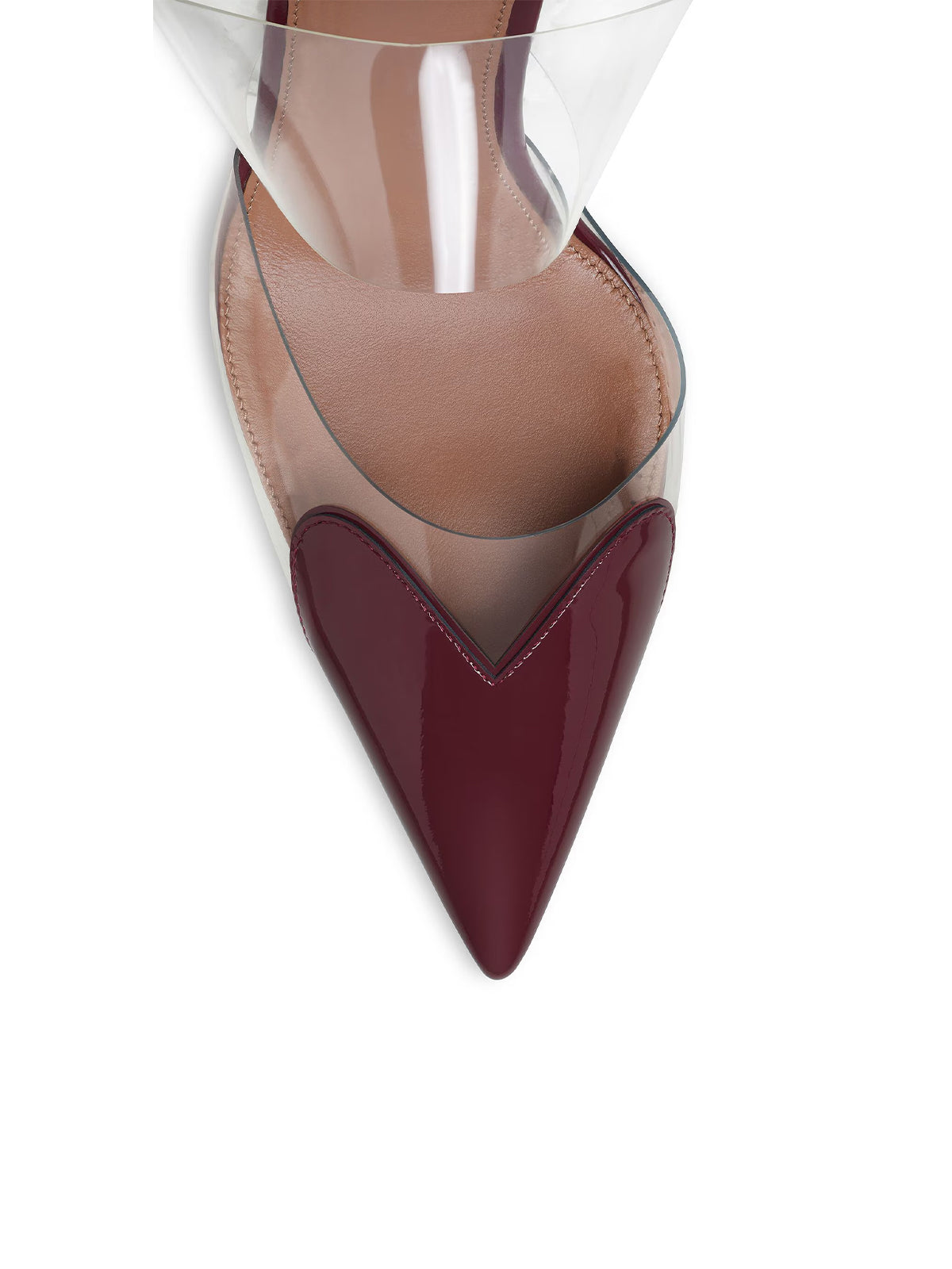 Patent Burgundy And TPU Transparent Film Pointed-Toe Slip-On High Heels