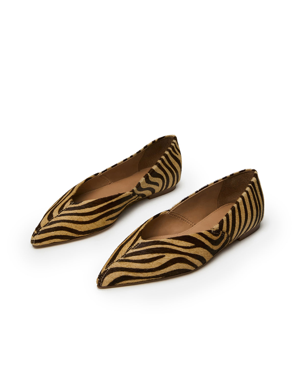 Zebra Print Pointed-Toe Slip-On Simple Chic Flats