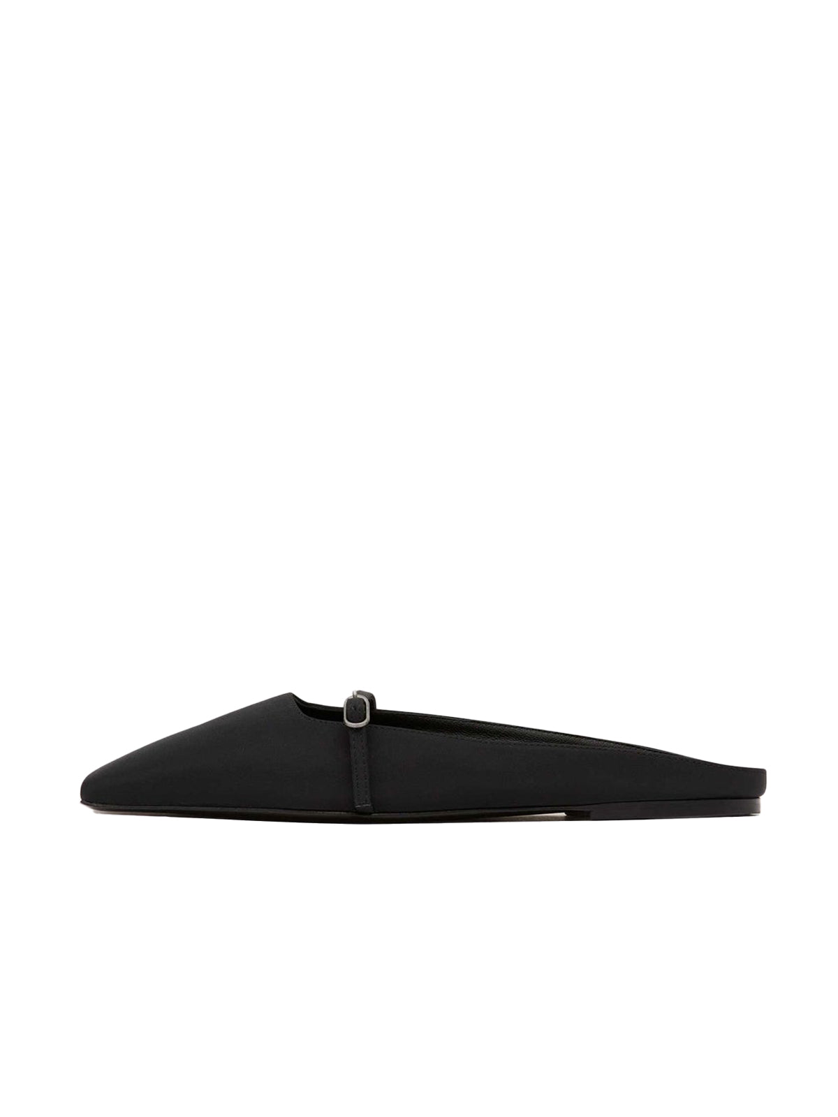 Black Square-Toe Front Strap Slip-On Flats