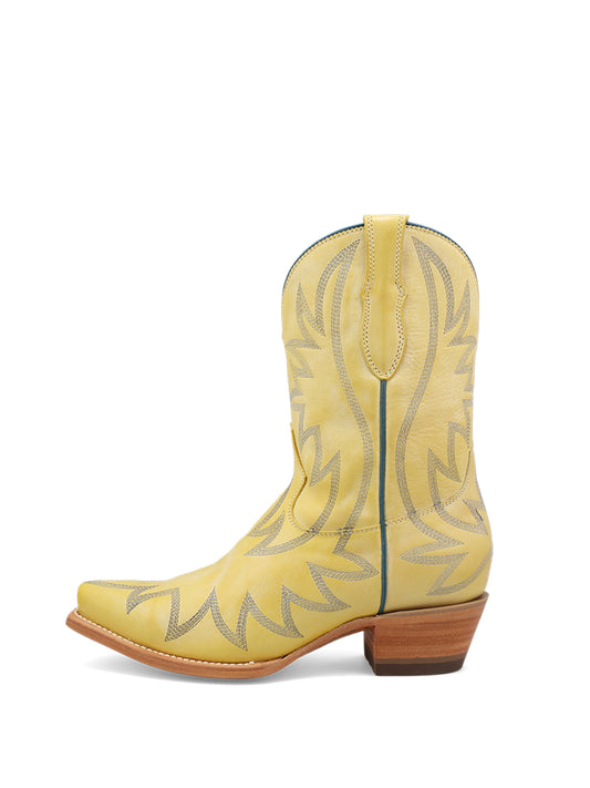 Yellow Snip-Toe Western Embroidery Ankle Cowgirl Classic Boots