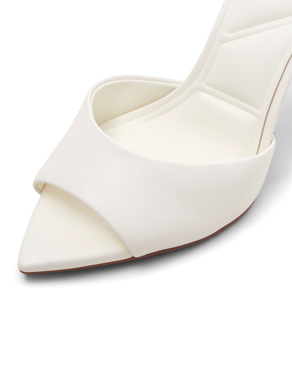 White Open Pointed-Toe Slip-On Backless High Heels