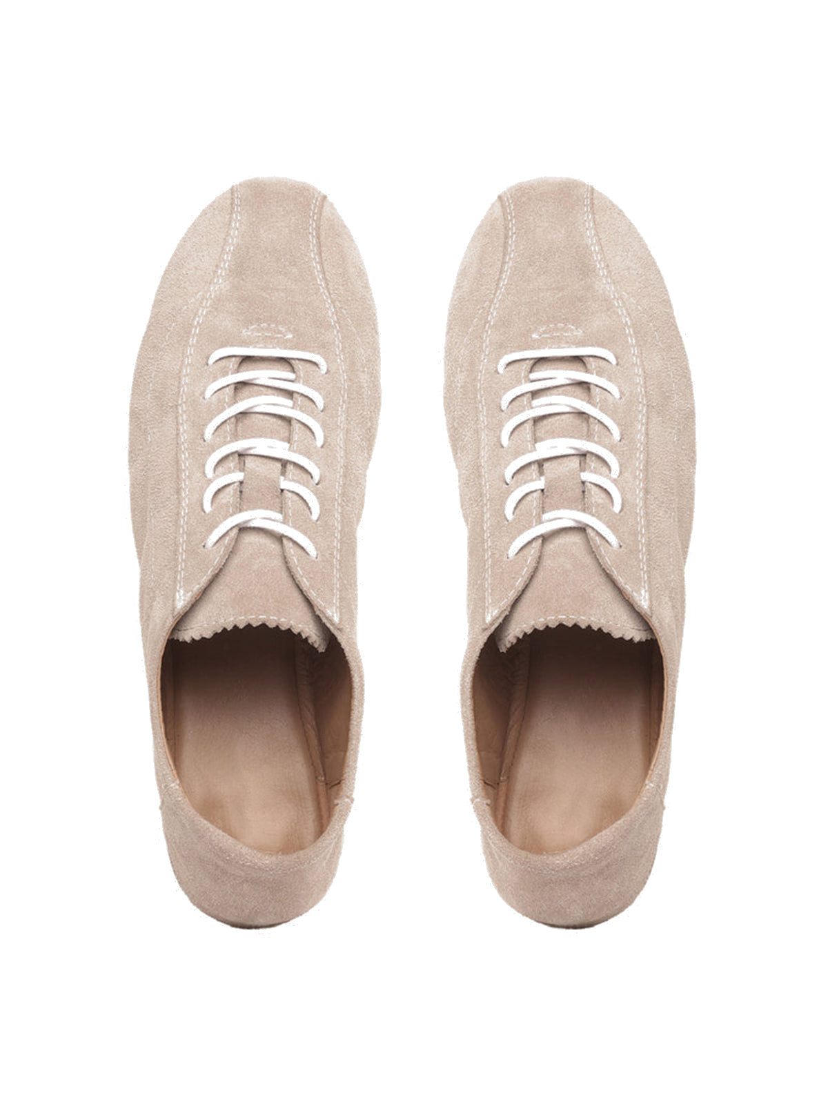 Sand Faux Suede Round-Toe Lace-Up Chic Sneakers Flats
