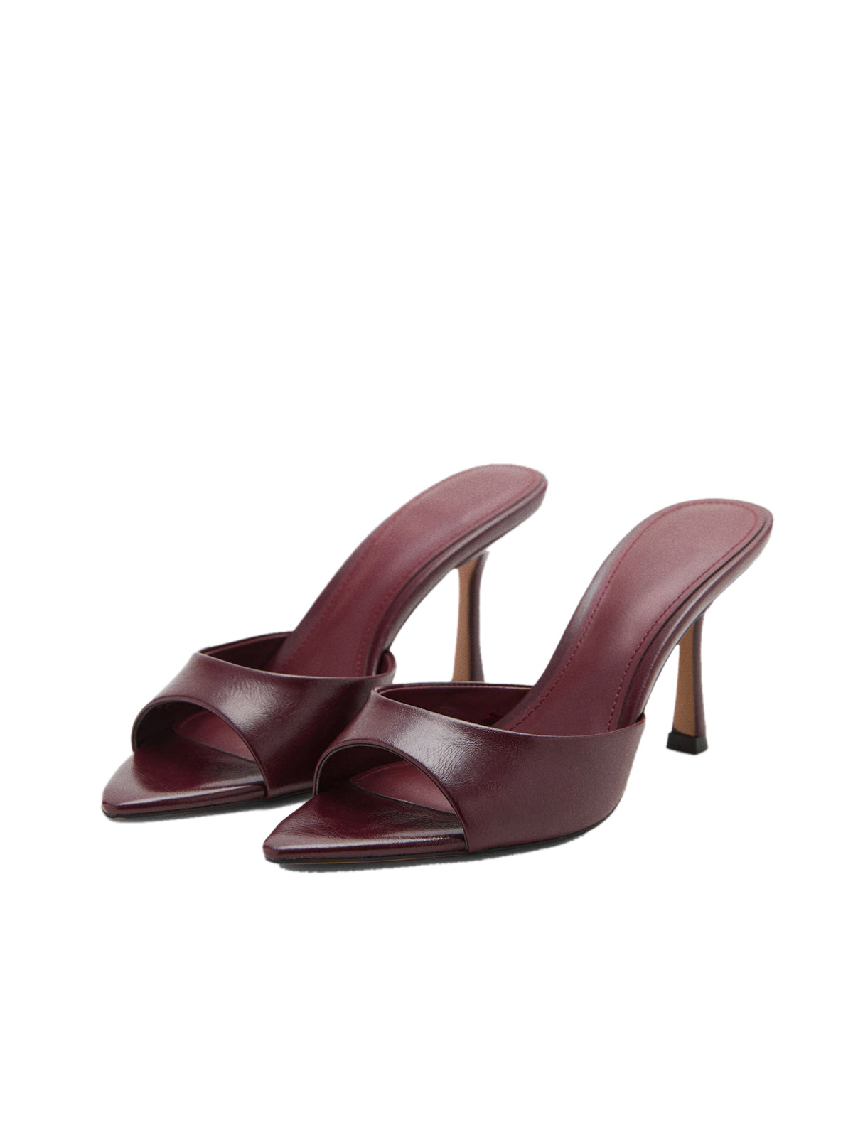 Burgundy Pointed-Toe Simple High Heels Sandals