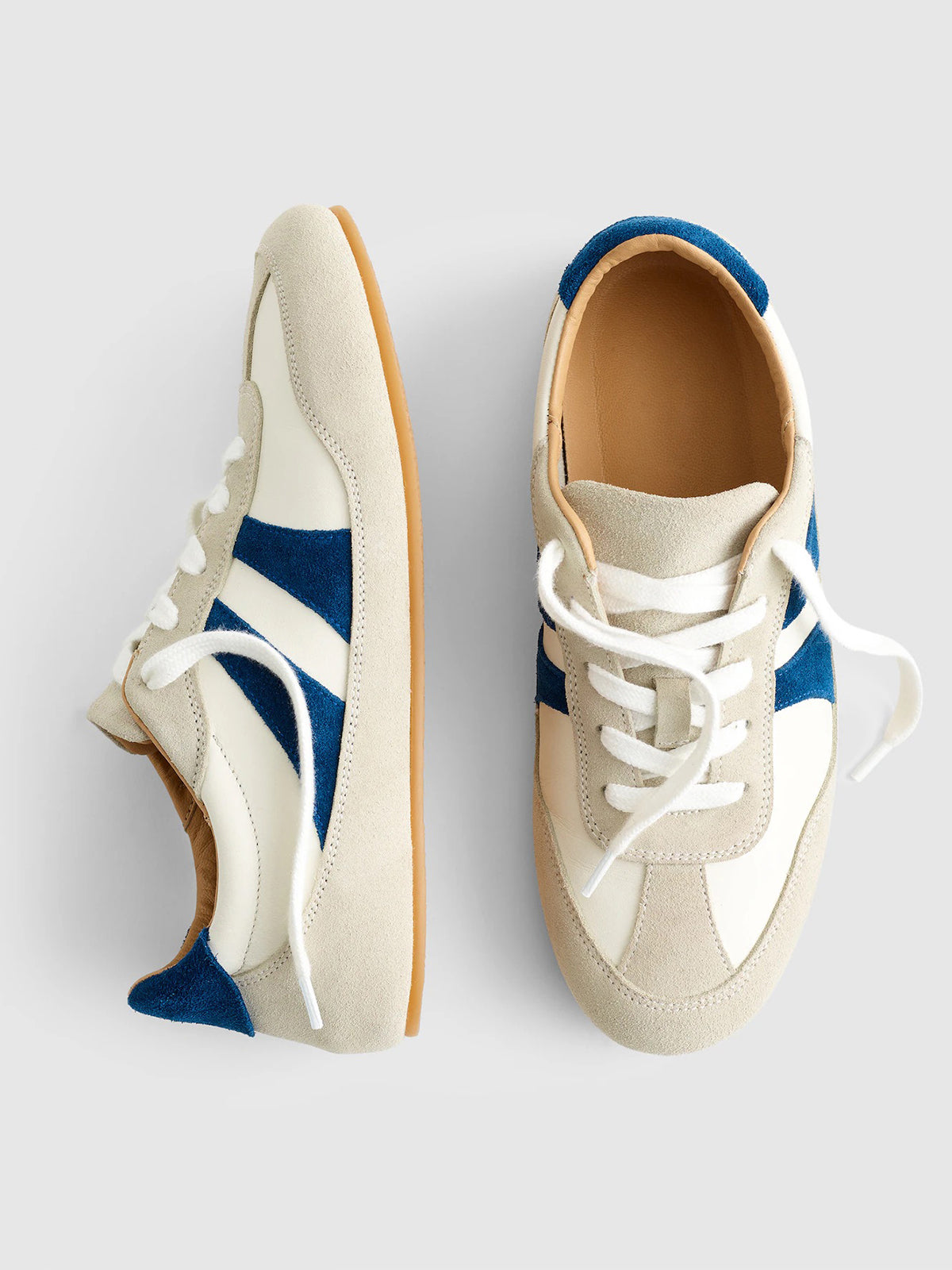 Ivory Cow Suede Round-Toe Classic Lace-Up Chic Sneakers