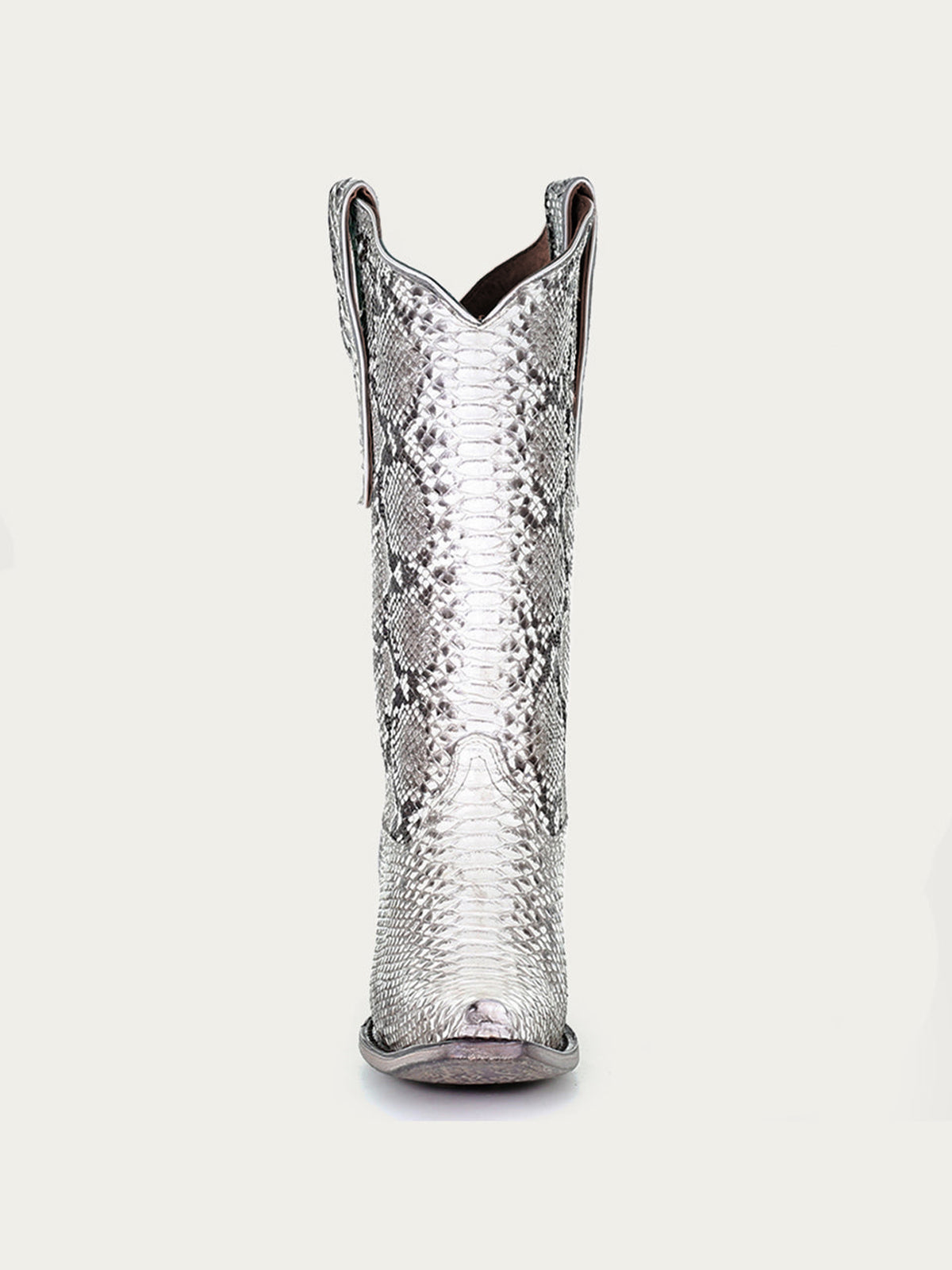 White Snakeskin Pattern Snip-Toe Sleek Mid Calf Cowgirl Boots