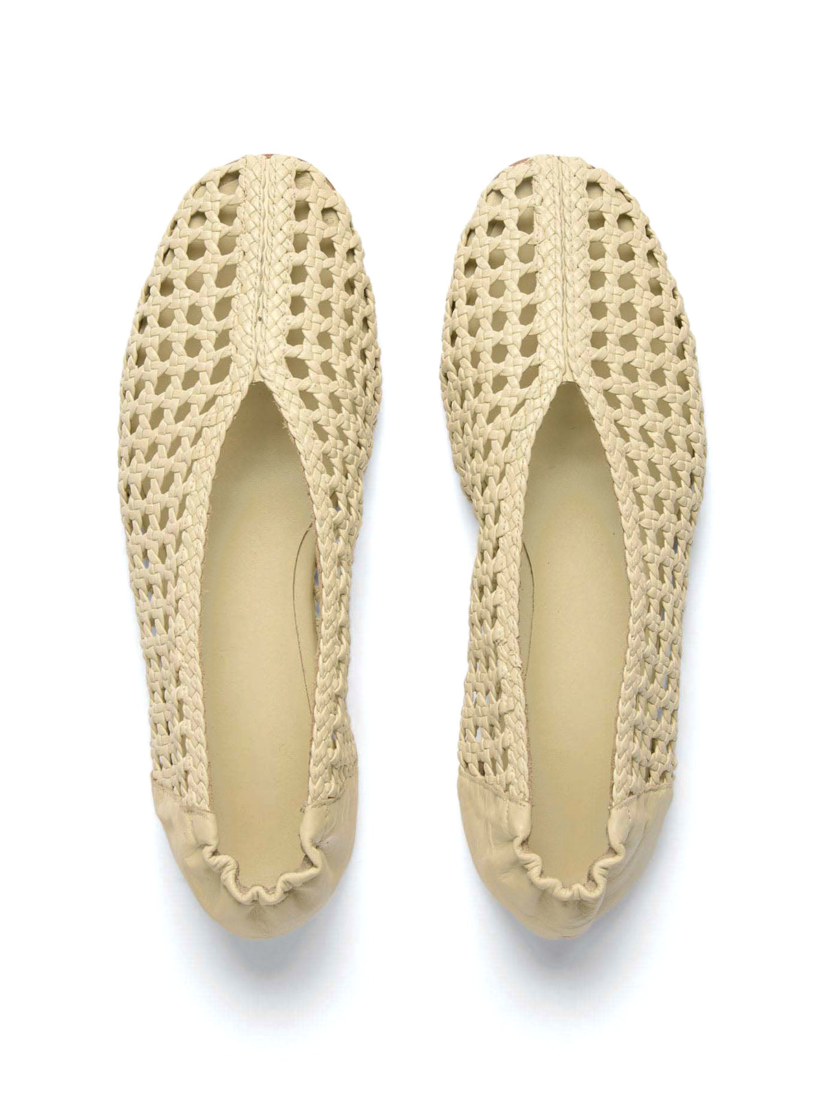 Vanilla Woven Vegan Leather Chic Round-Toe Slip-On Ballet Flats