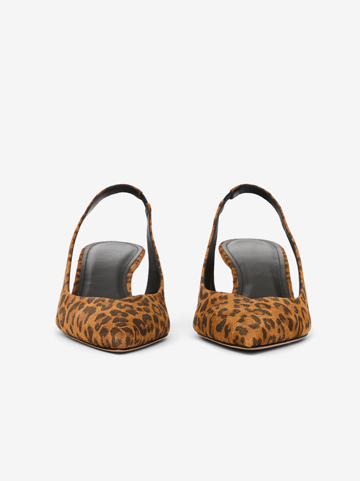 Leopard Faux Suede Pointed-Toe Classic Slingback Kitten Heels