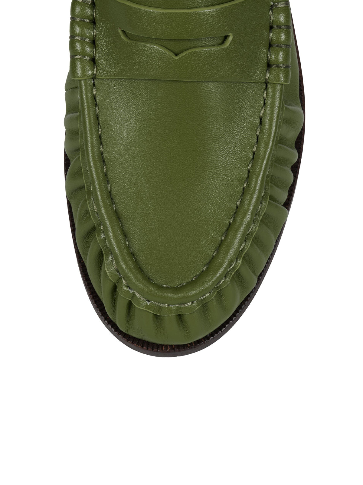 Round-Toe Backless Slip-On Loafer Mule Flats - Green