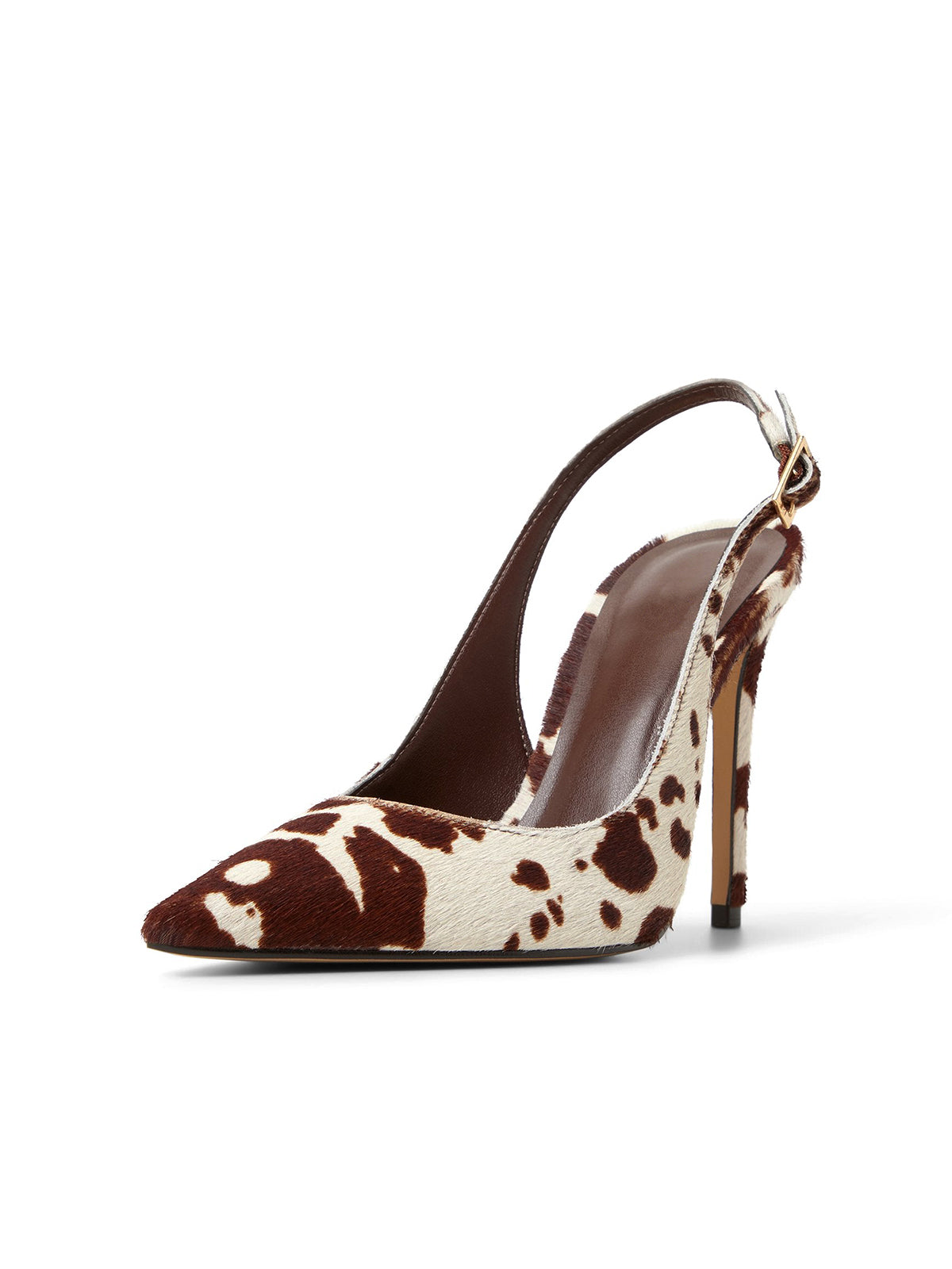 Cow print Pointed-Toe Classic Buckle Slingback High Heels