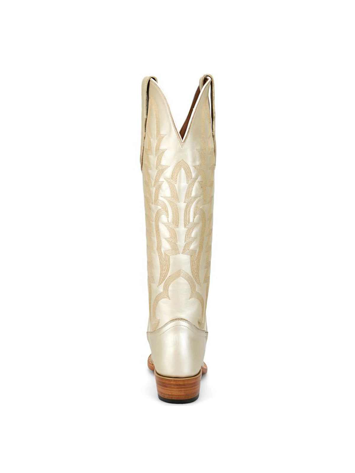 Metallic White Snip-Toe Single Row Stitch Knee High Cowgirl Boots