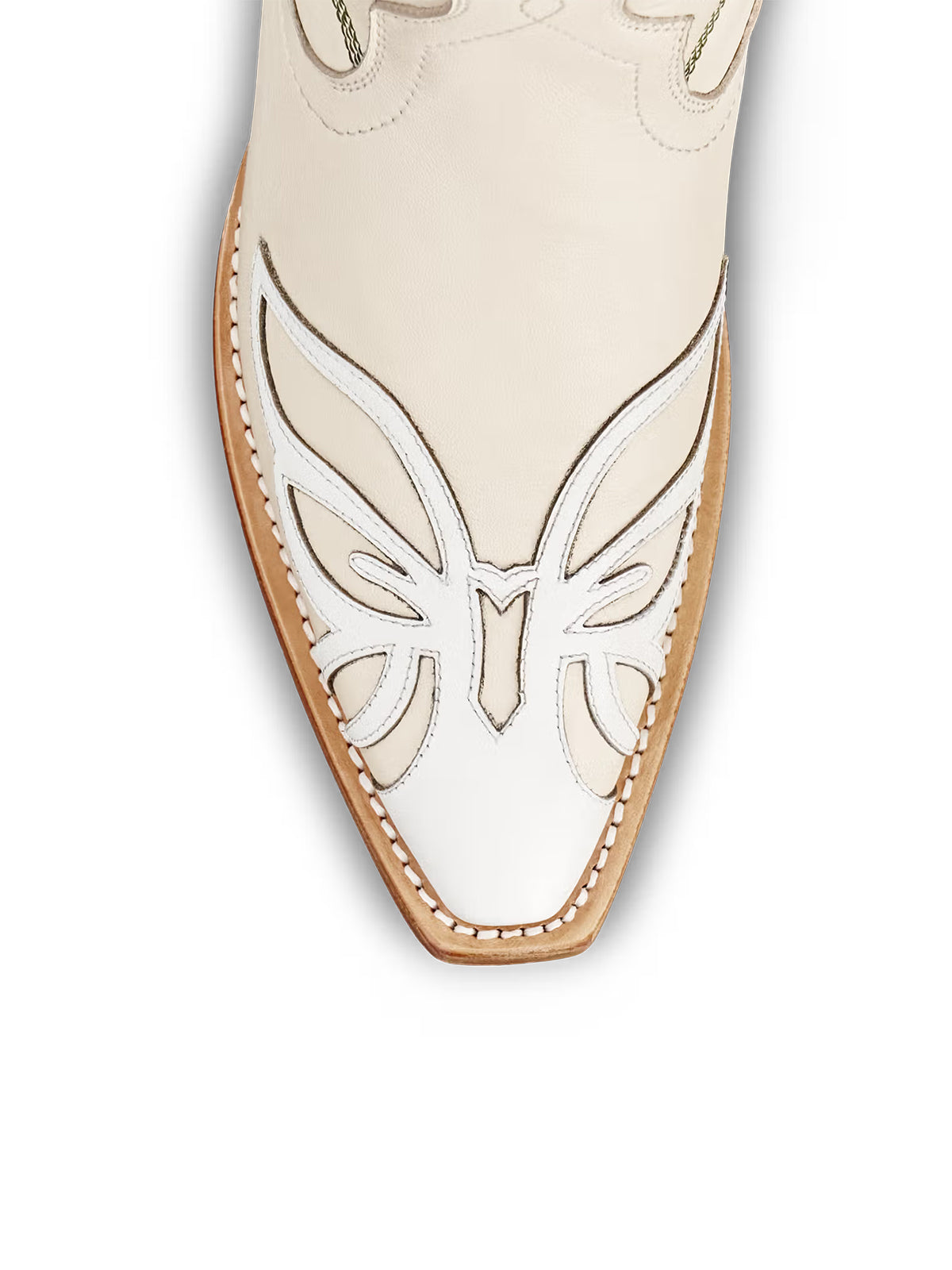 Bone Snip-Toe Flower Applique Mid Calf Pull On Cowgirl Boots