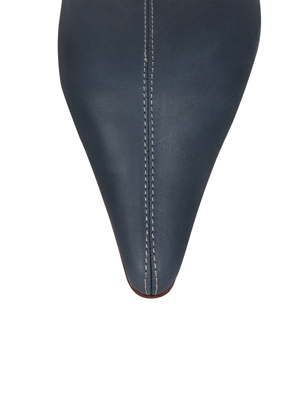 Dark Blue Pointed-Toe Simple Full-Zip Stiletto Boots