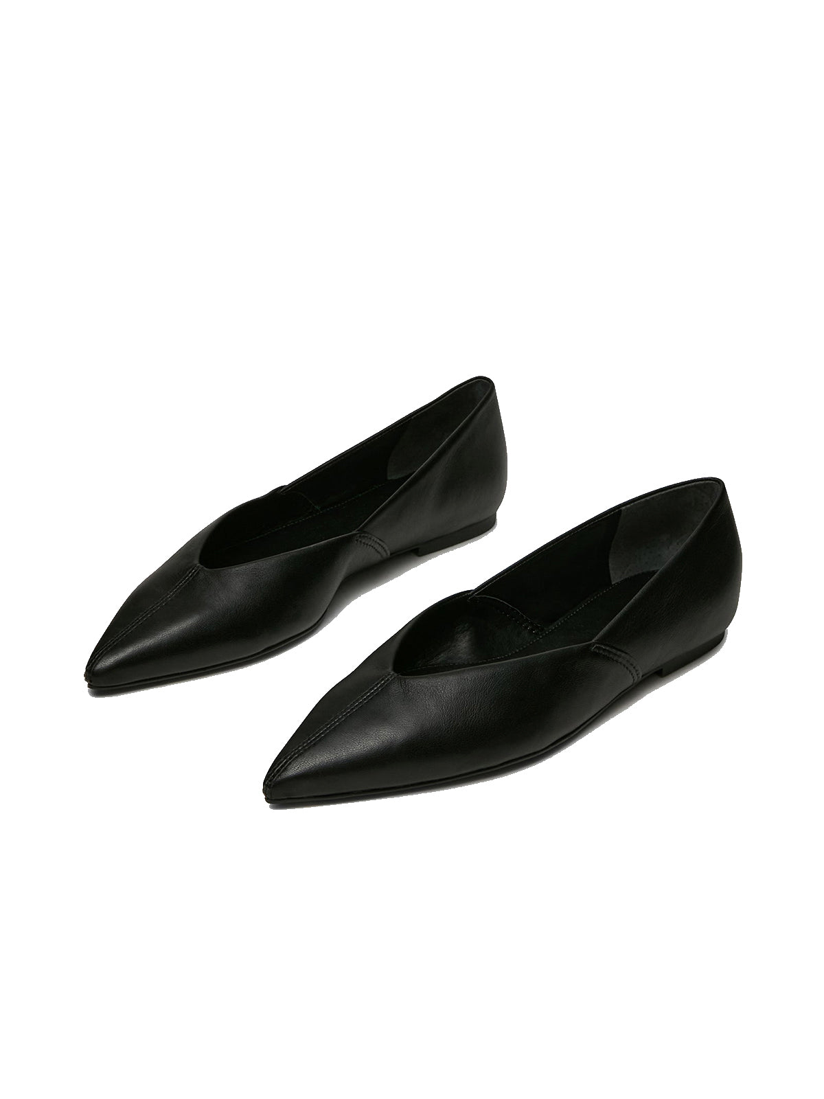Black Pointed-Toe Slip-On Simple Chic Flats