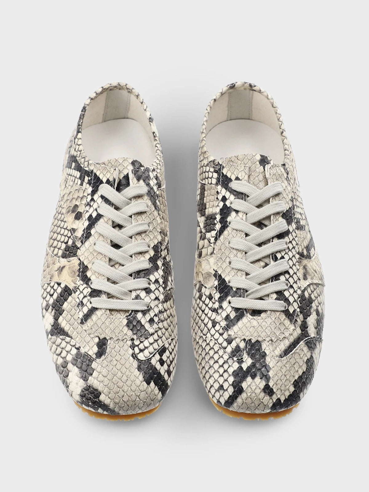 Square-Toe Classic Lace-Up Chic Flats Sneakers - Snakeskin Pattern
