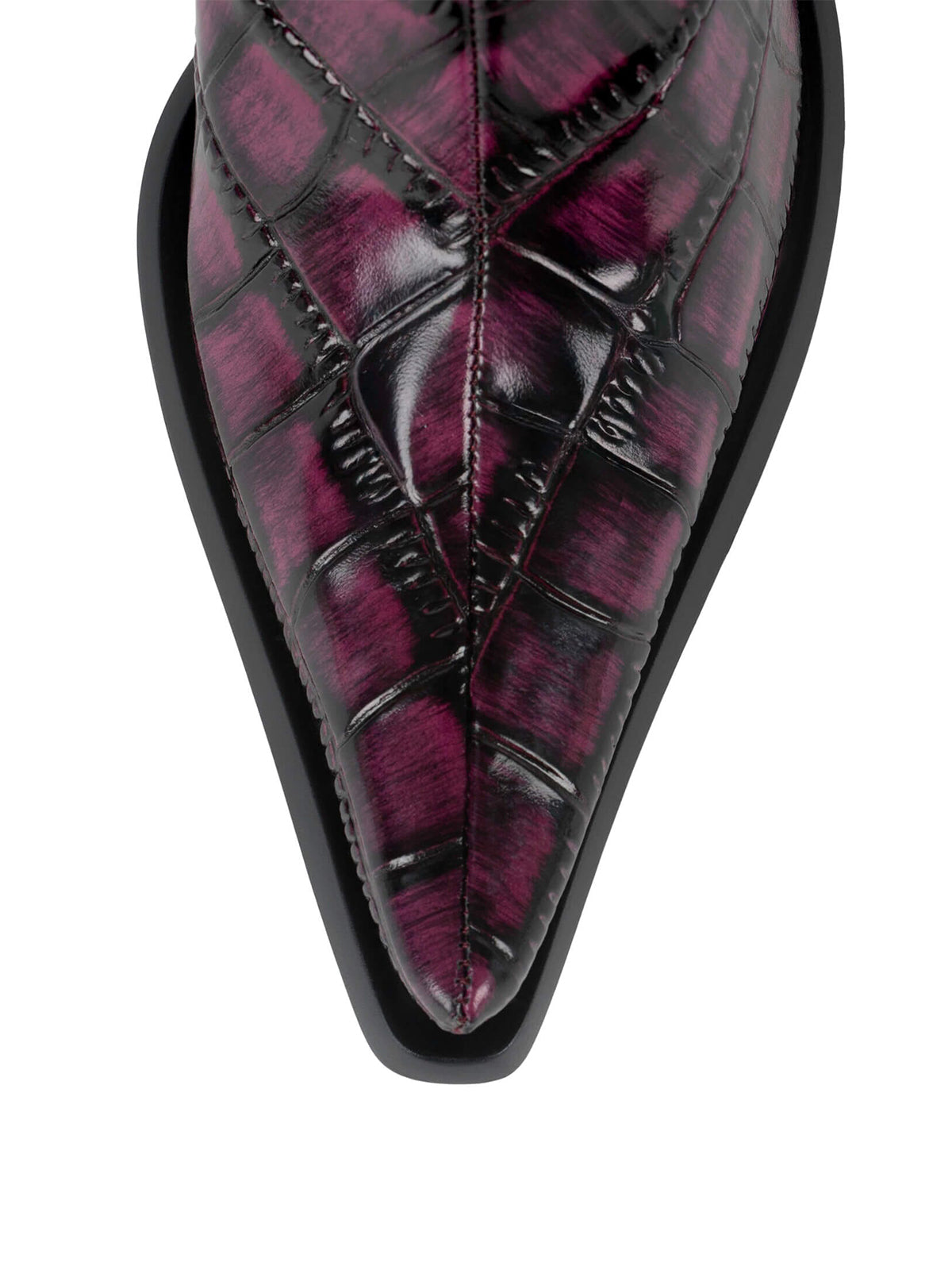 Wine Black Pointed-Toe Side Lace-Up And Full-Zip Wide Calf Knee High Stiletto Boots