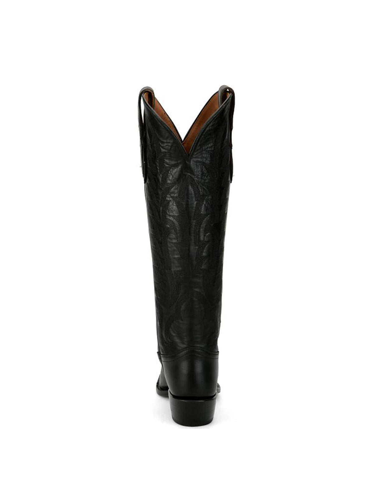 Black Snip-Toe Single Row Stitch Knee High Cowgirl Boots