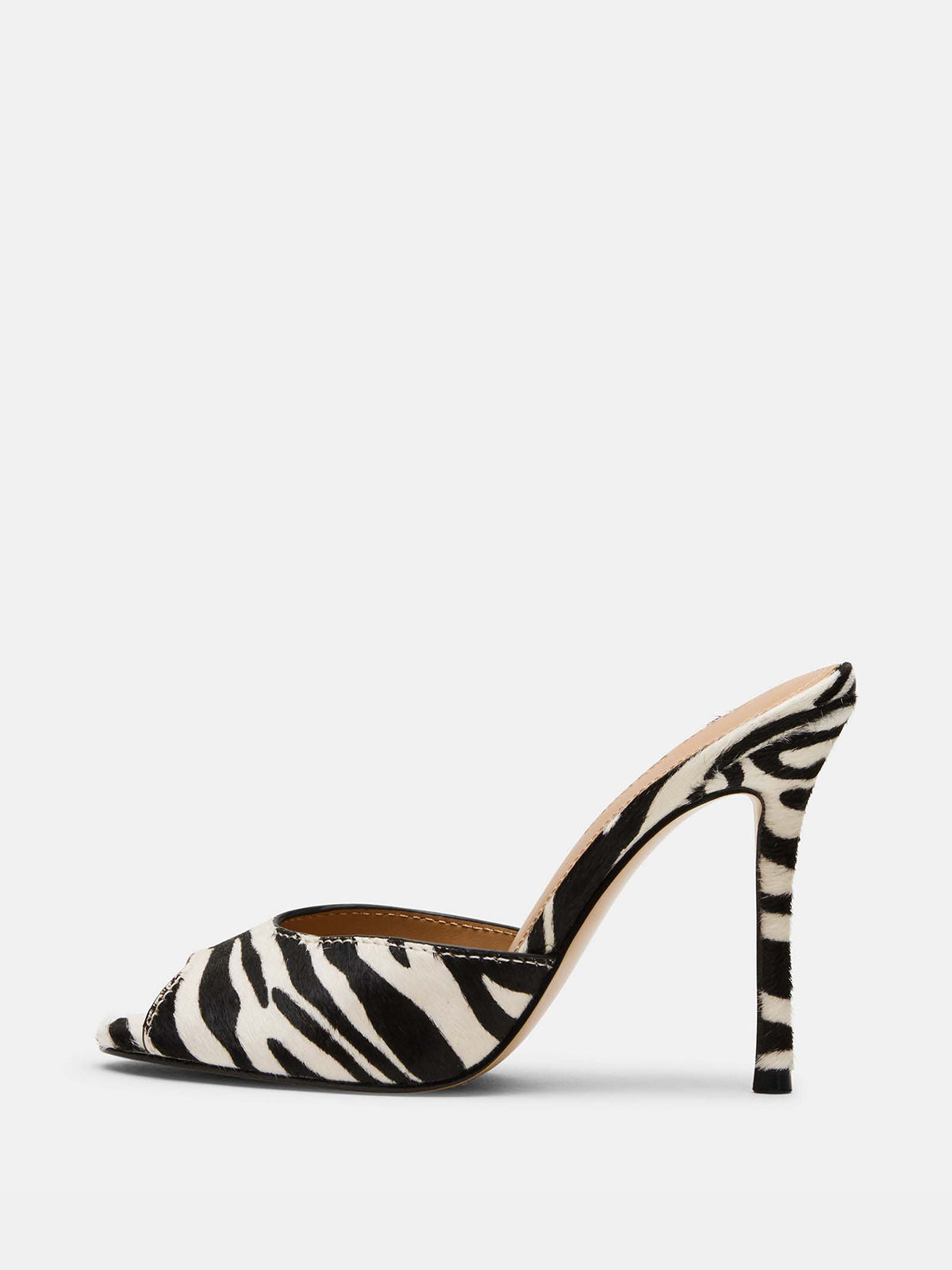 Round-Toe Slip-On High Stiletto Heels Pumps - Zebra Pony Hair