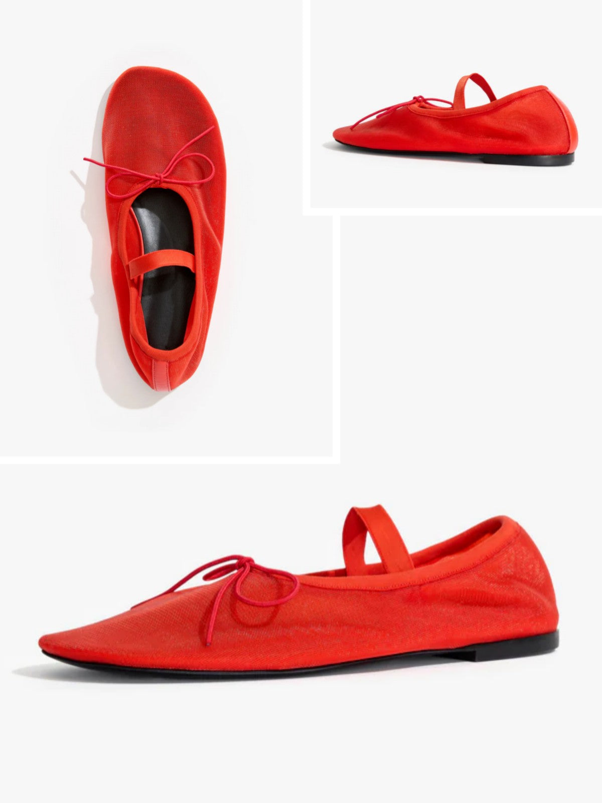 Mesh Red Super Cute Bow Ballet Flats Mary Janes