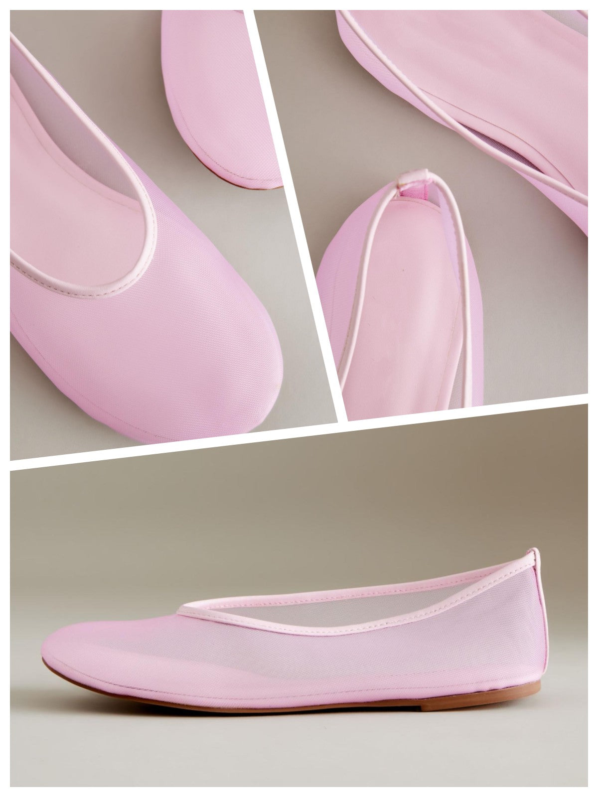 Cute Pink Semi-Transparent Mesh Ballet Flats With Round Toe