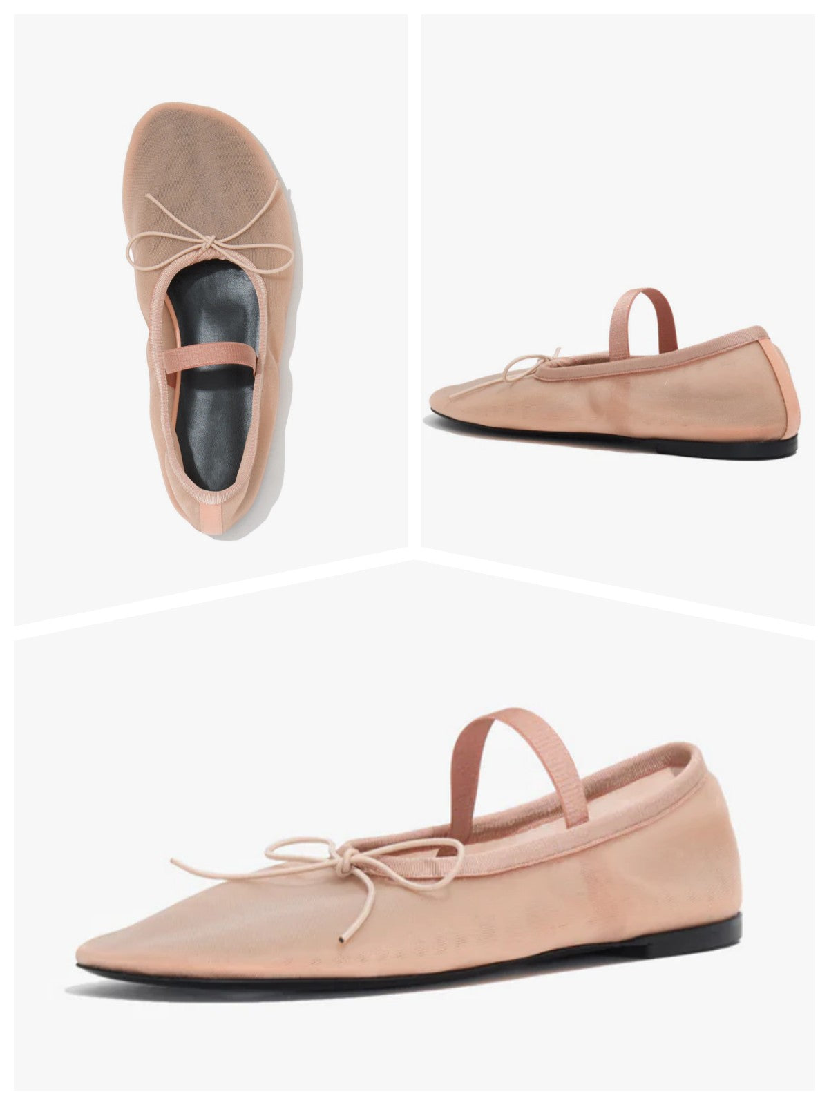 Mesh Blush Pink Super Cute Bow Ballet Flats Mary Janes