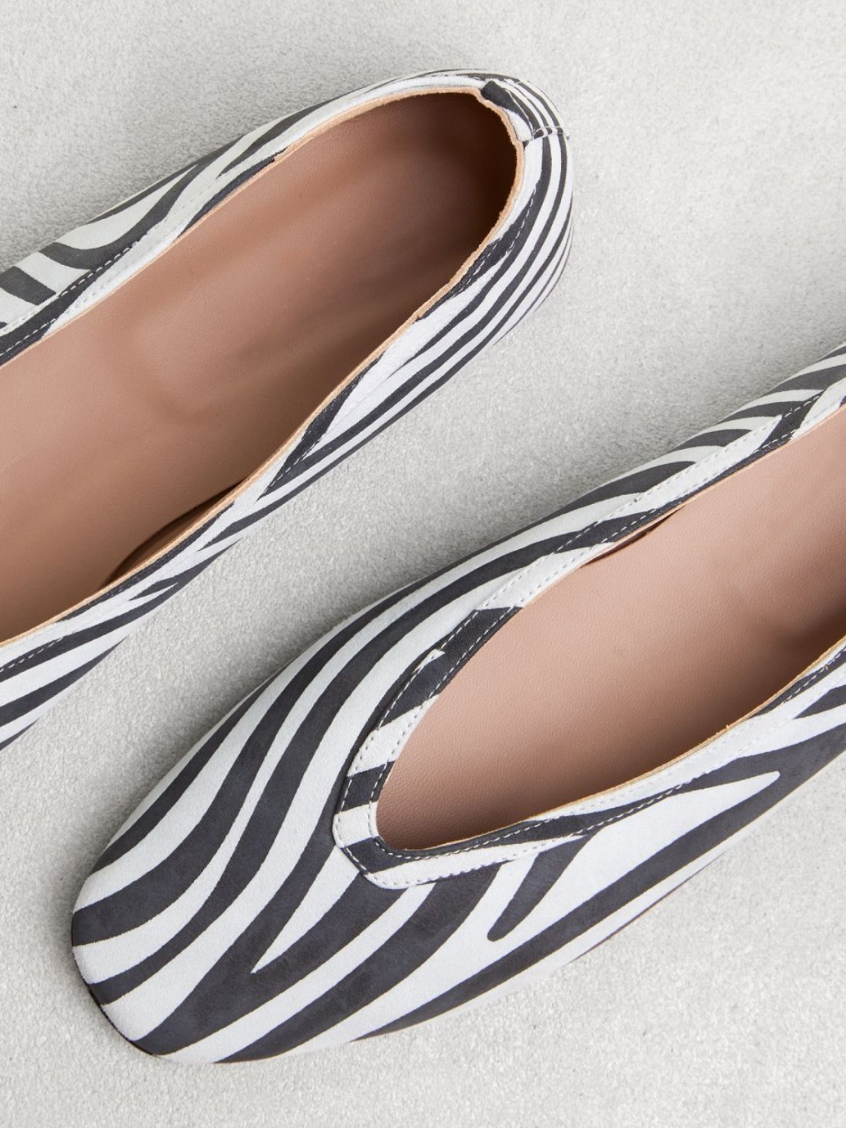 Zebra Stripe Square Toe Slip-On Ballet Flats