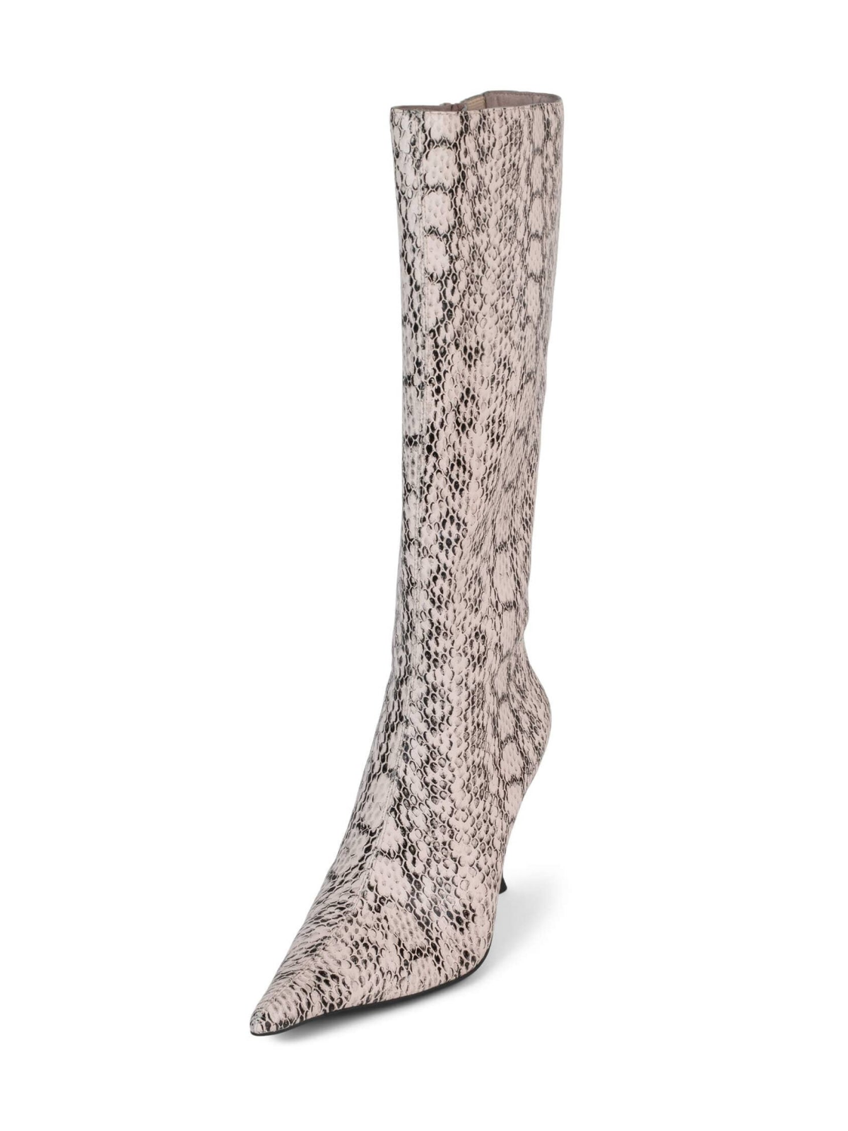 Snakeskin Pointed-Toe Full-Zip Mid Calf Stiletto Boots