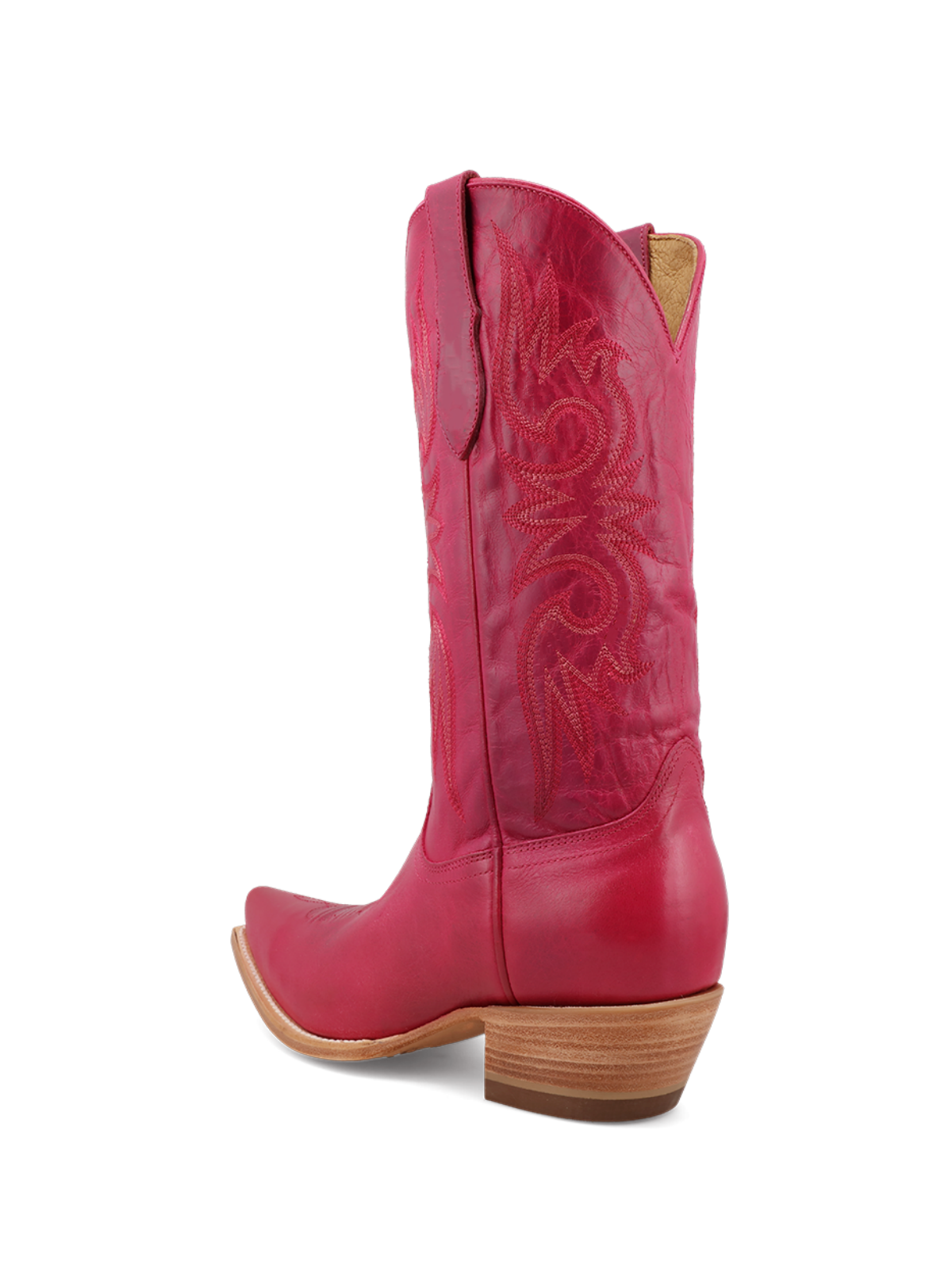 Fuchsia Embroidery Snip-Toe Western Tall Boots Wide Mid Calf Cowgirl Boots