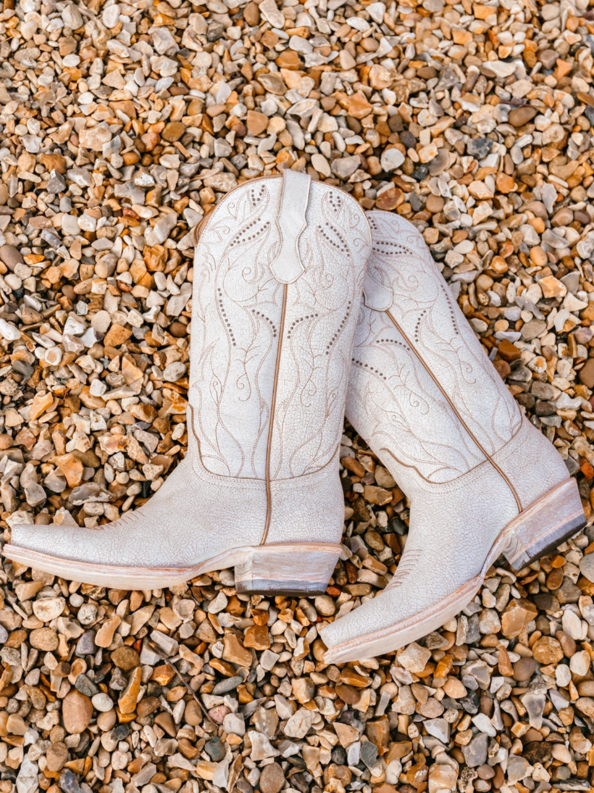 Distressed White Snip-Toe Embroidery Studded Wide Mid Calf Tall Cowgirl Boots