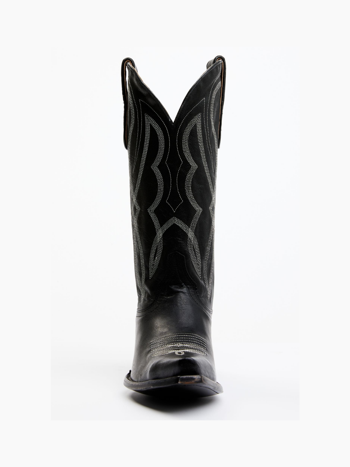 Black Embroidery Snip-Toe Wide Mid Calf Cowgirl Tall Boots