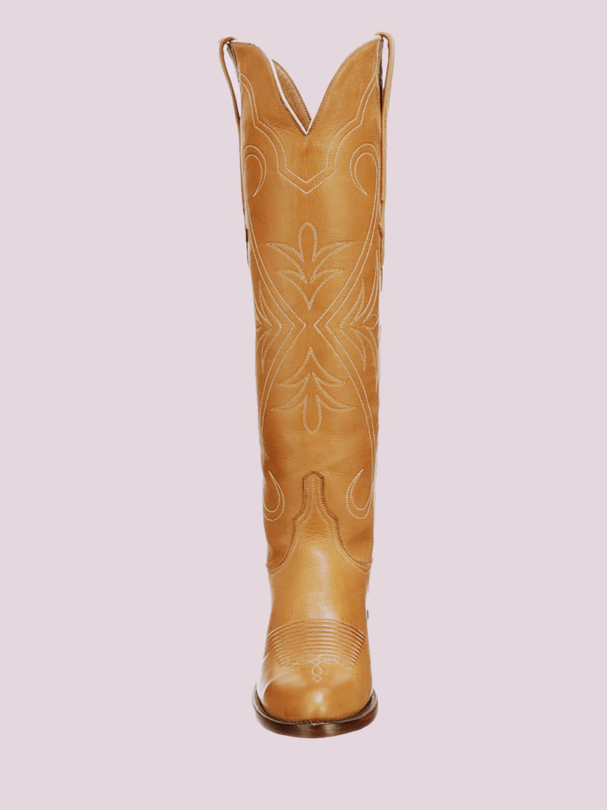 Rust Almond-Toe Embroidery Wide Calf Knee High Tall Western Boots For Women