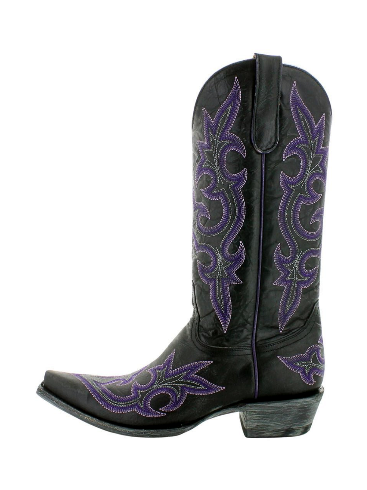 Black Embroidery Tall Wide Mid Calf Cowgirl Boots For Women