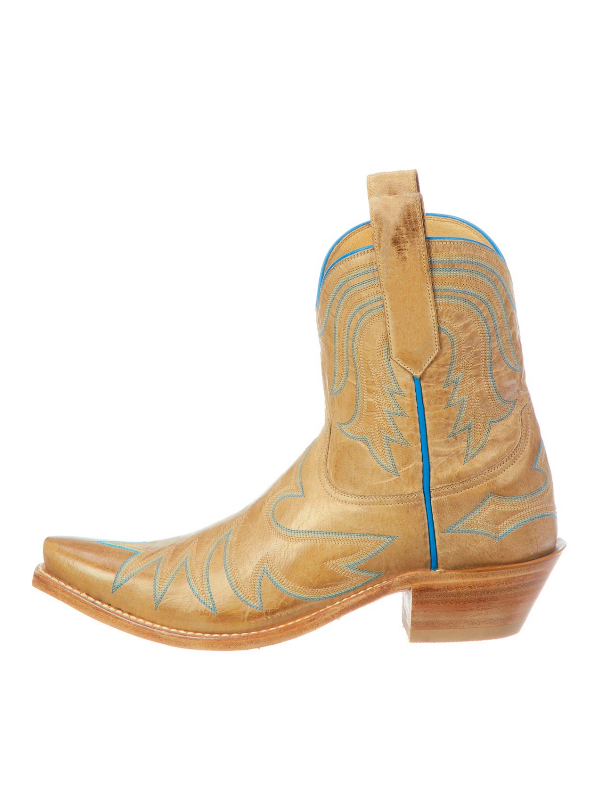 Embroidery Snip-Toe Wide Mid Calf Western Boots For Women - Tan