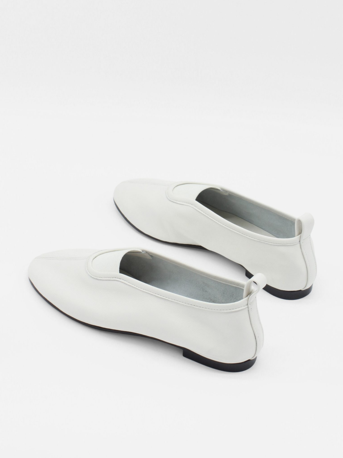 White Round-Toe Slip-On Flat Shoes For Women