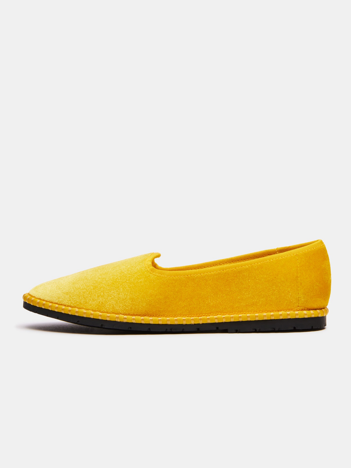 Velvet Round-Toe Slip-On Soft Loafer Flats - Yellow