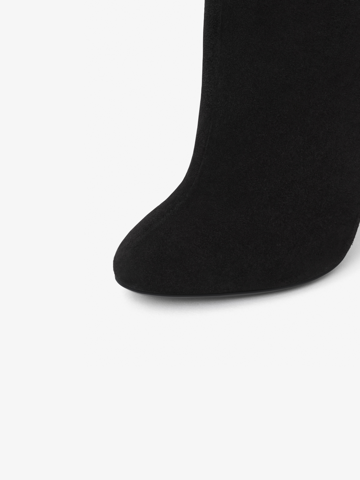 Black Faux Suede Round-Toe Wide Calf Over-The-Knee Stiletto Boots