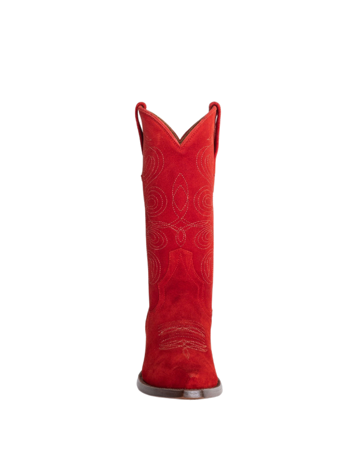 Red Faux Suede Embroidery Cowgirl Boots Wide Calf Western Boots