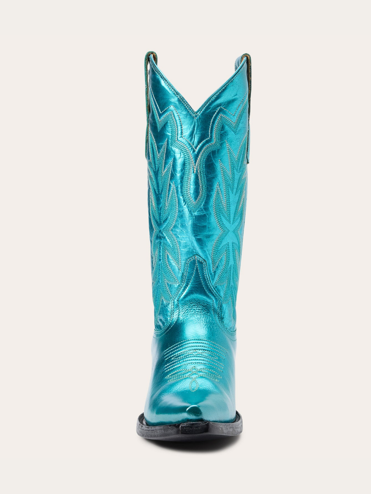 Metallic Green Snip-Toe Classic Embroidery Wide Mid Calf Cowgirl Boots