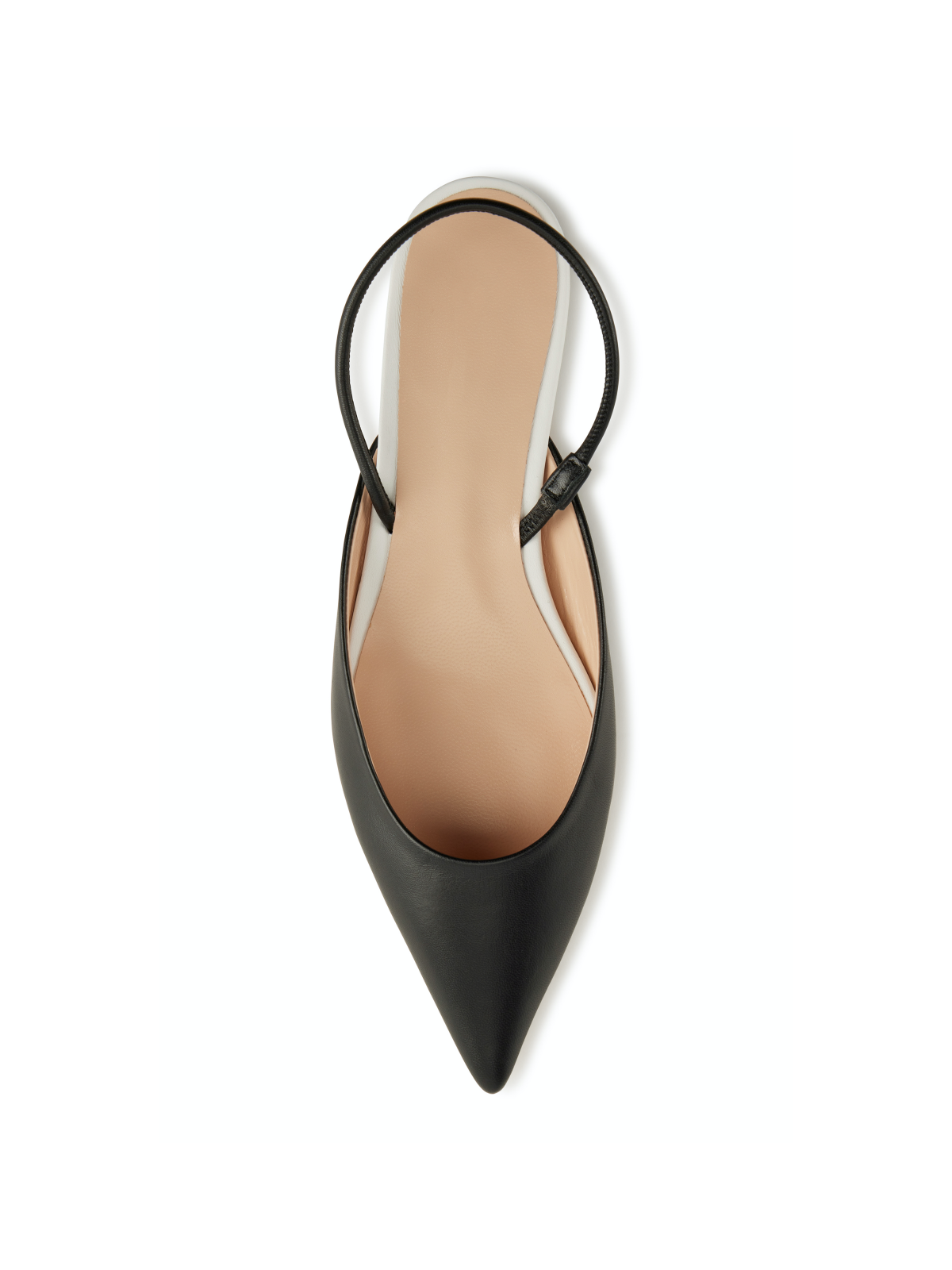 Black Pointy Comfy Slingback Flats With Contrast Insole