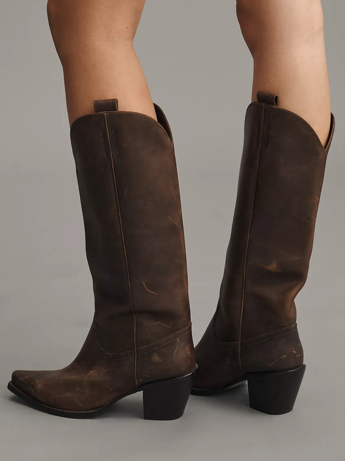 Cafe Snip-Toe Wide Mid Calf Classic Western Boots