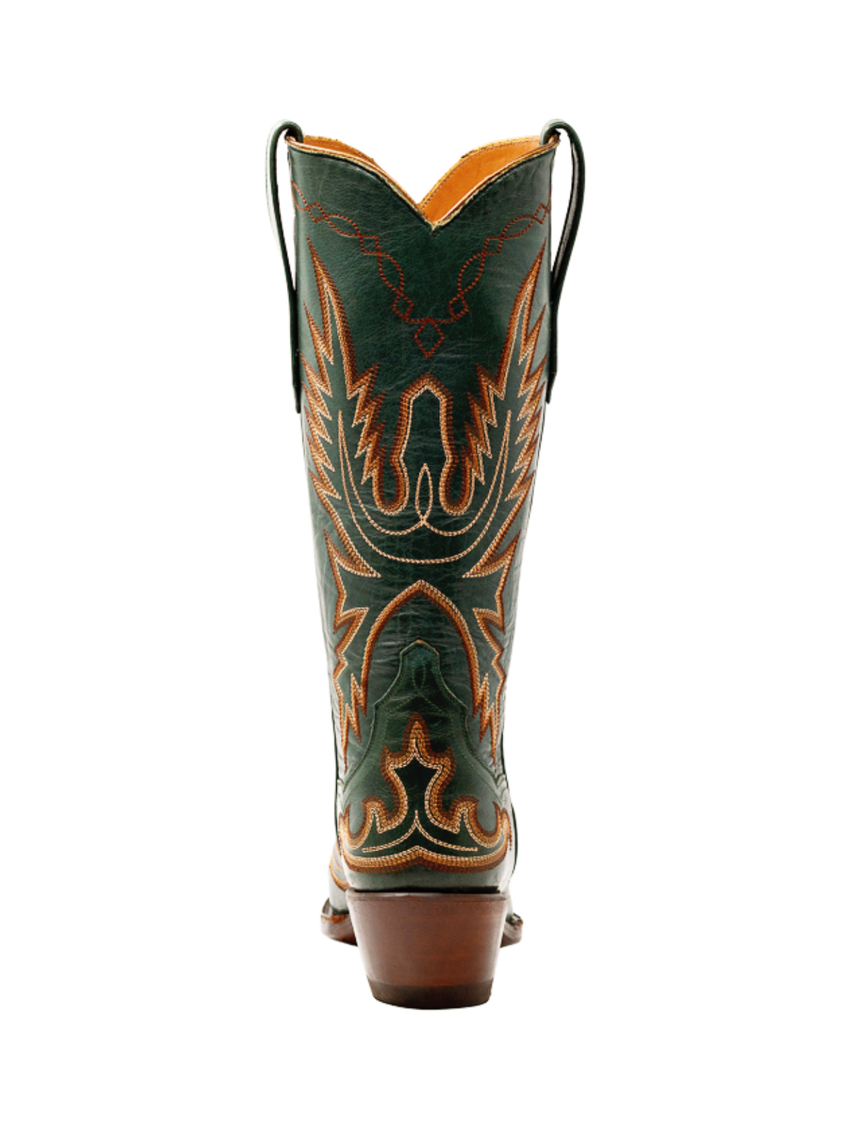 Snip-Toe Classic Embroidery Wide Mid Calf Tall Cowgirl Boots - Green