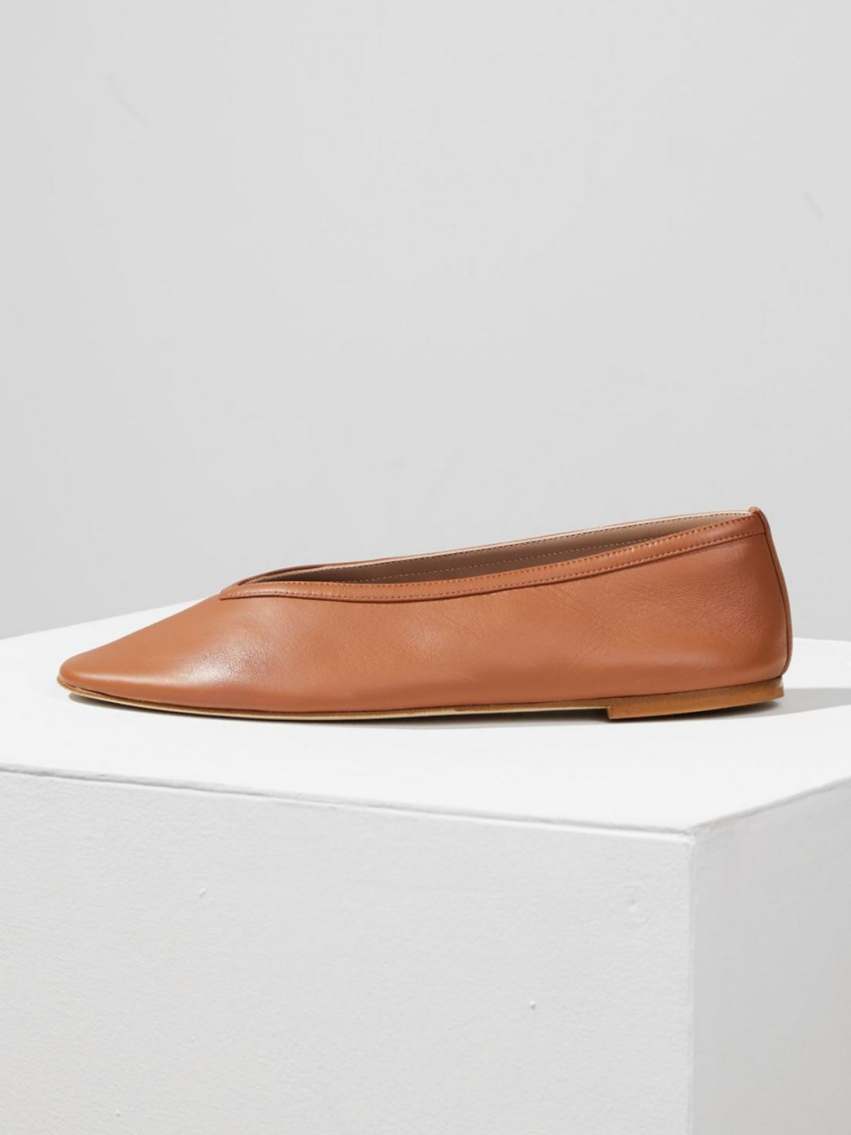 Burnt Orange Vegan Leather Square Toe Slip-On Ballet Flats