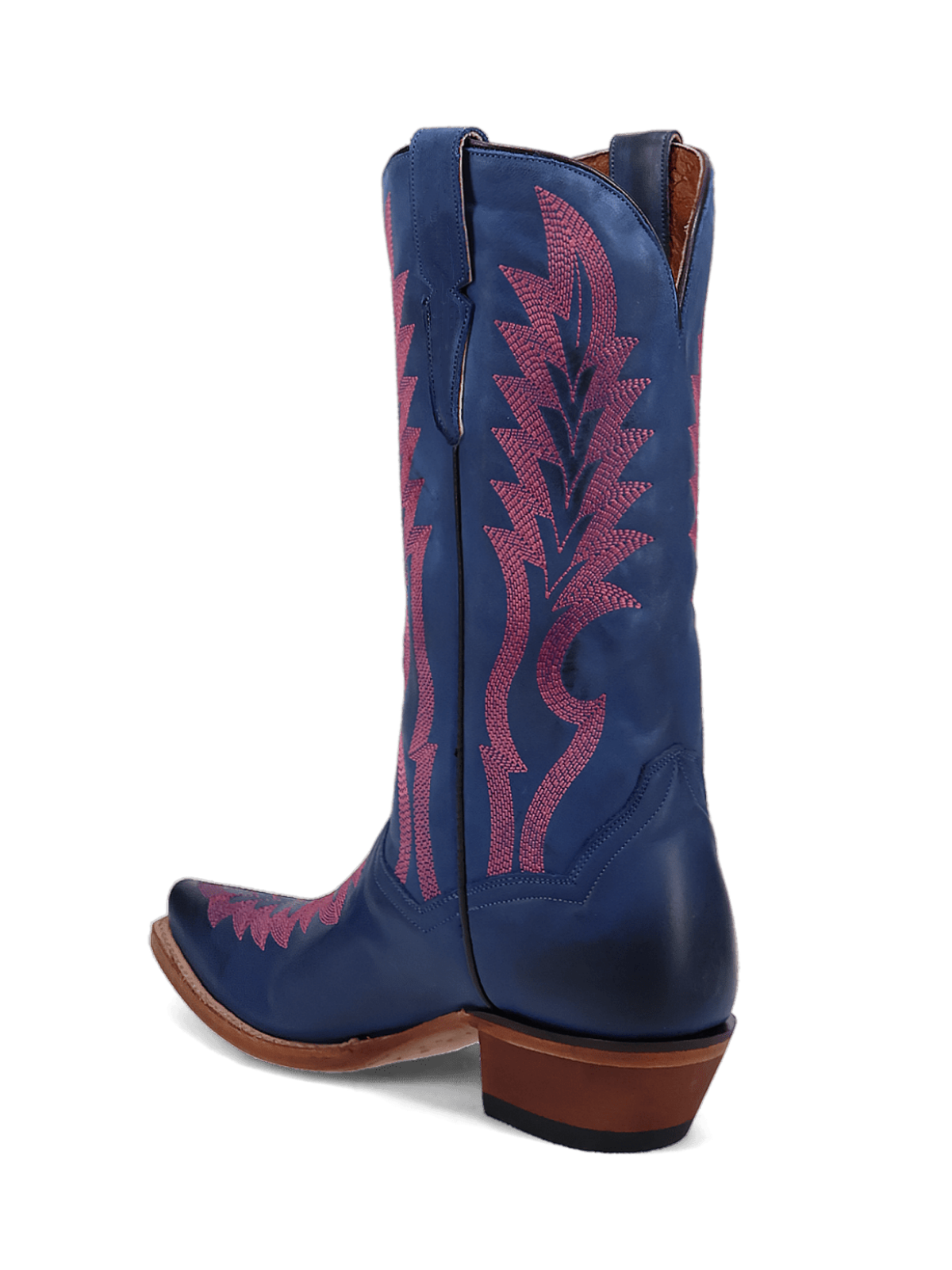 Blue Leaf Embroidery Snip-Toe Tall Wide Mid Calf Cowgirl Boots