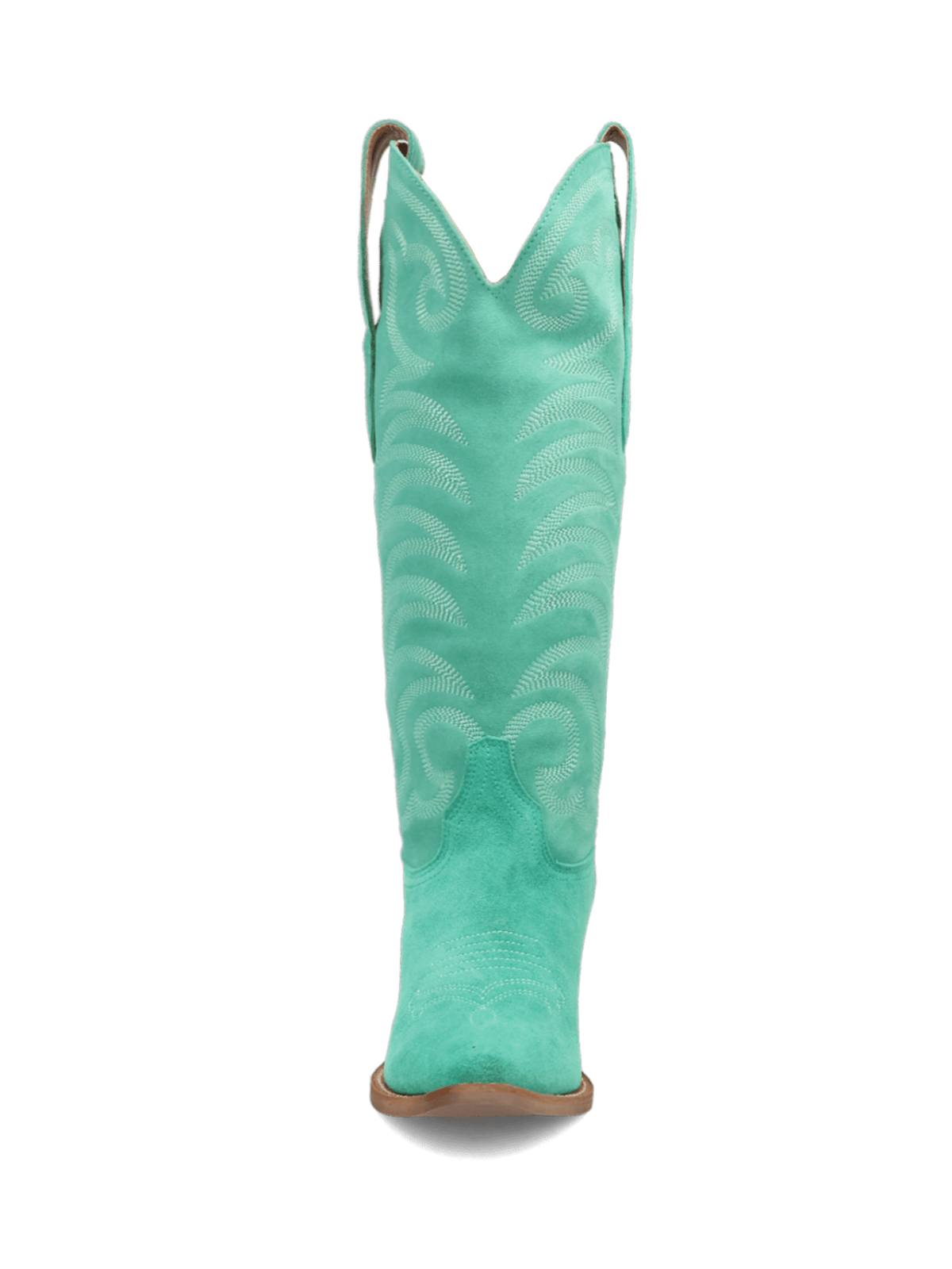 Snip-Toe Faux Suede Classic Embroidery Wide Mid Calf Cowgirl Boots - Green