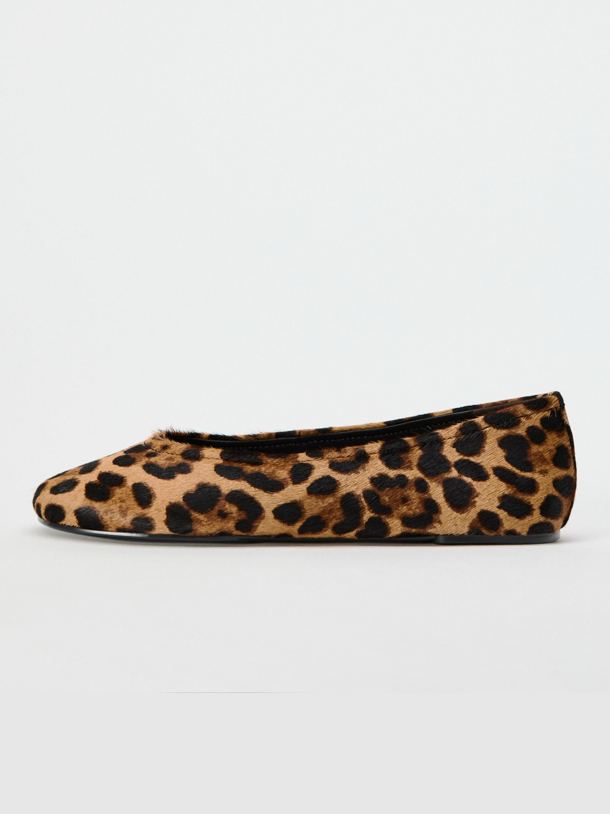 Faux Leopard Fur Round-Toe Ballet Flats Mary Janes