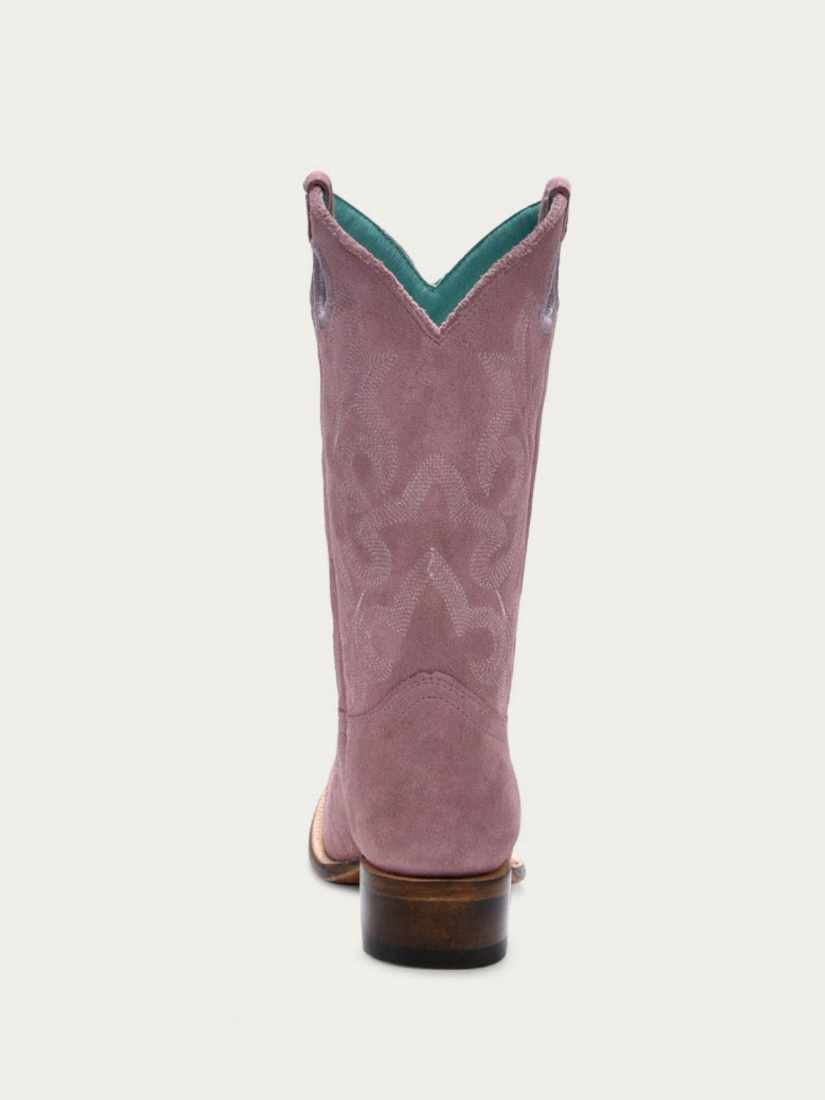 Faux Suede Cut-Out Square-Toe Embroidery Wide Mid Calf Cowgirl Boots - Lilac