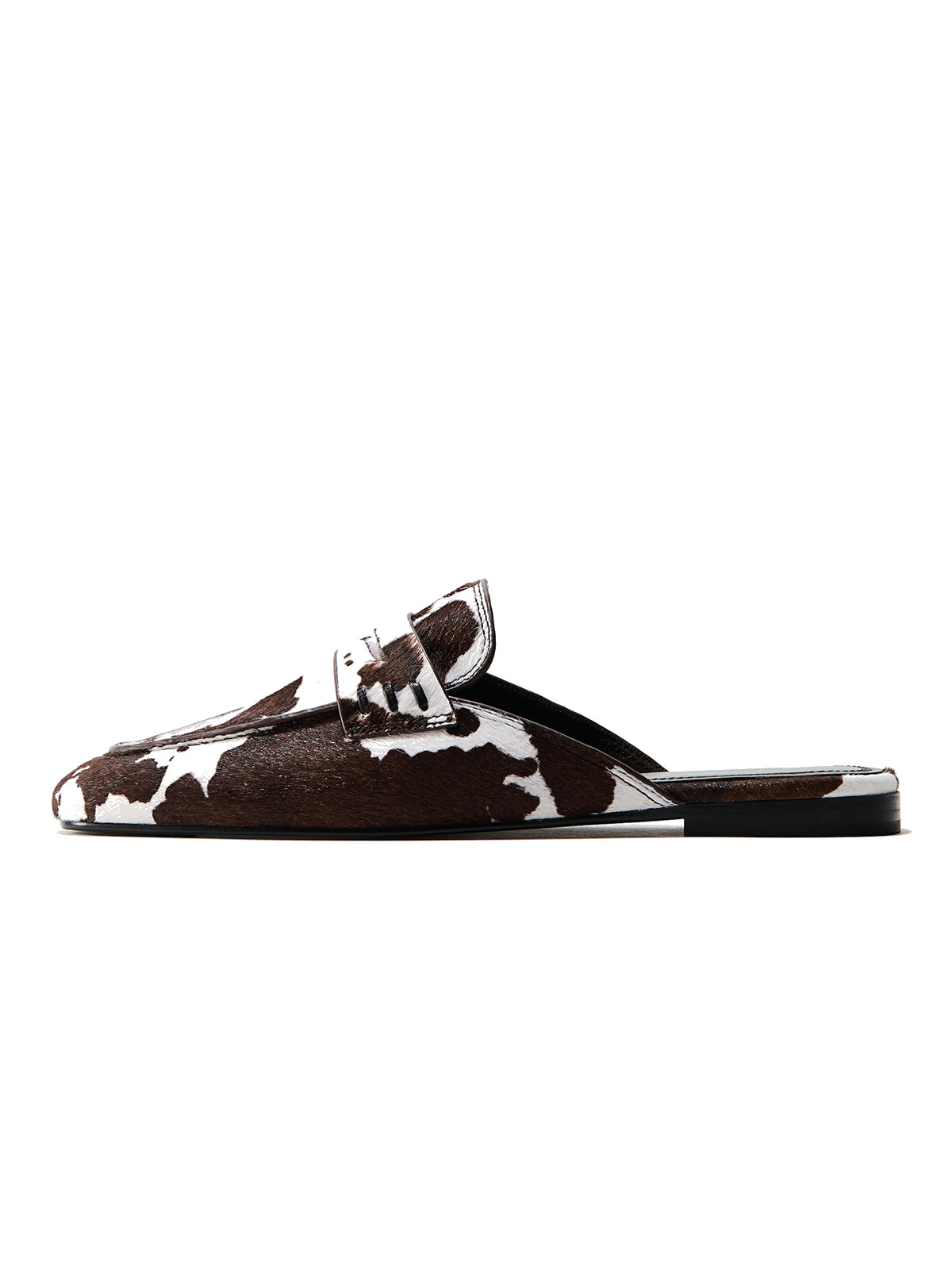 Cow Print Pony Hair Vegan Leather Square-Toe Chic Loafers Flats