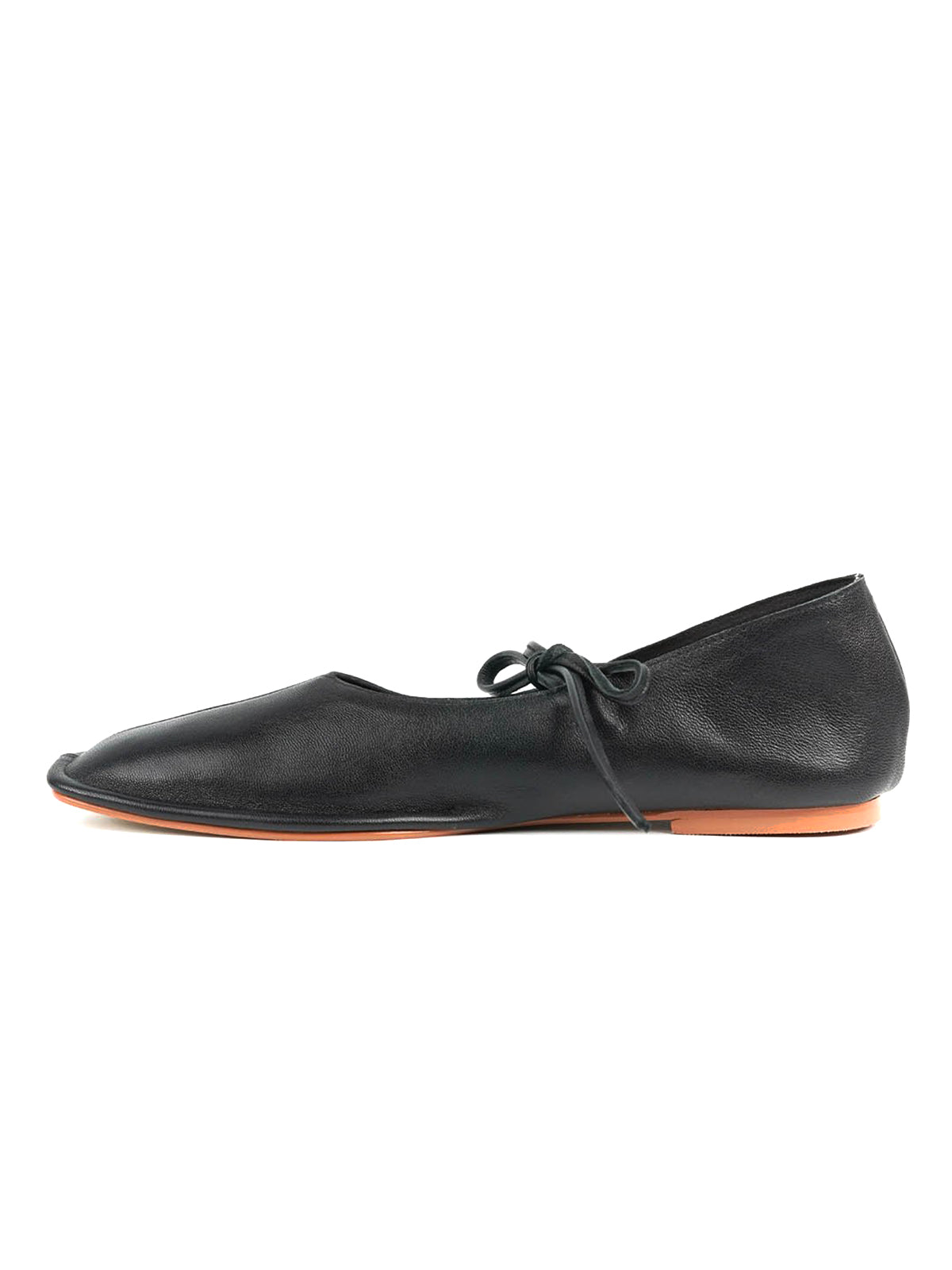 Black Square-Toe Middle Strap Slip-On Chic Flats