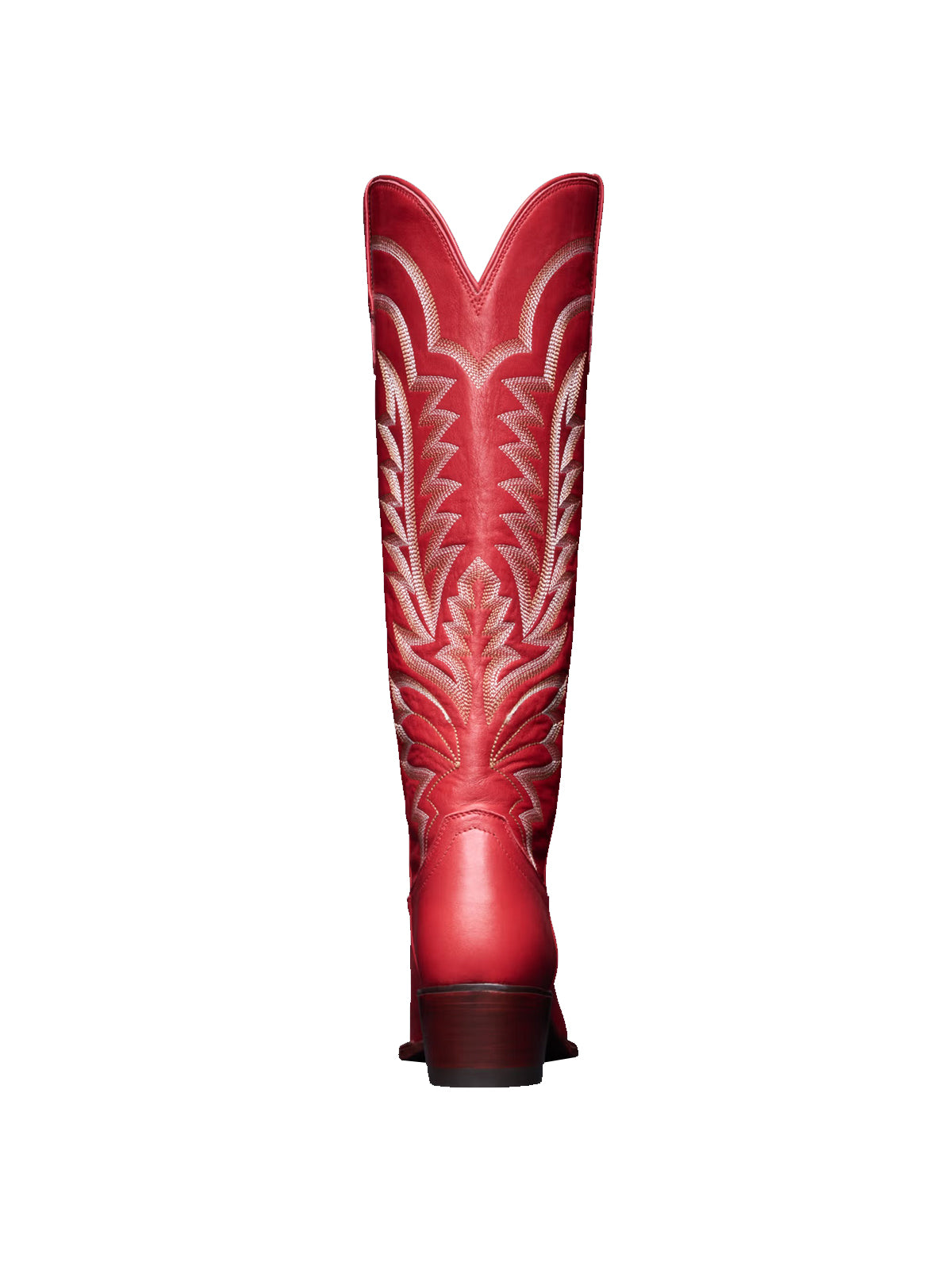 Western Embroidery Almond-Toe Tall Knee High Cowgirl Boots - Crimson Red