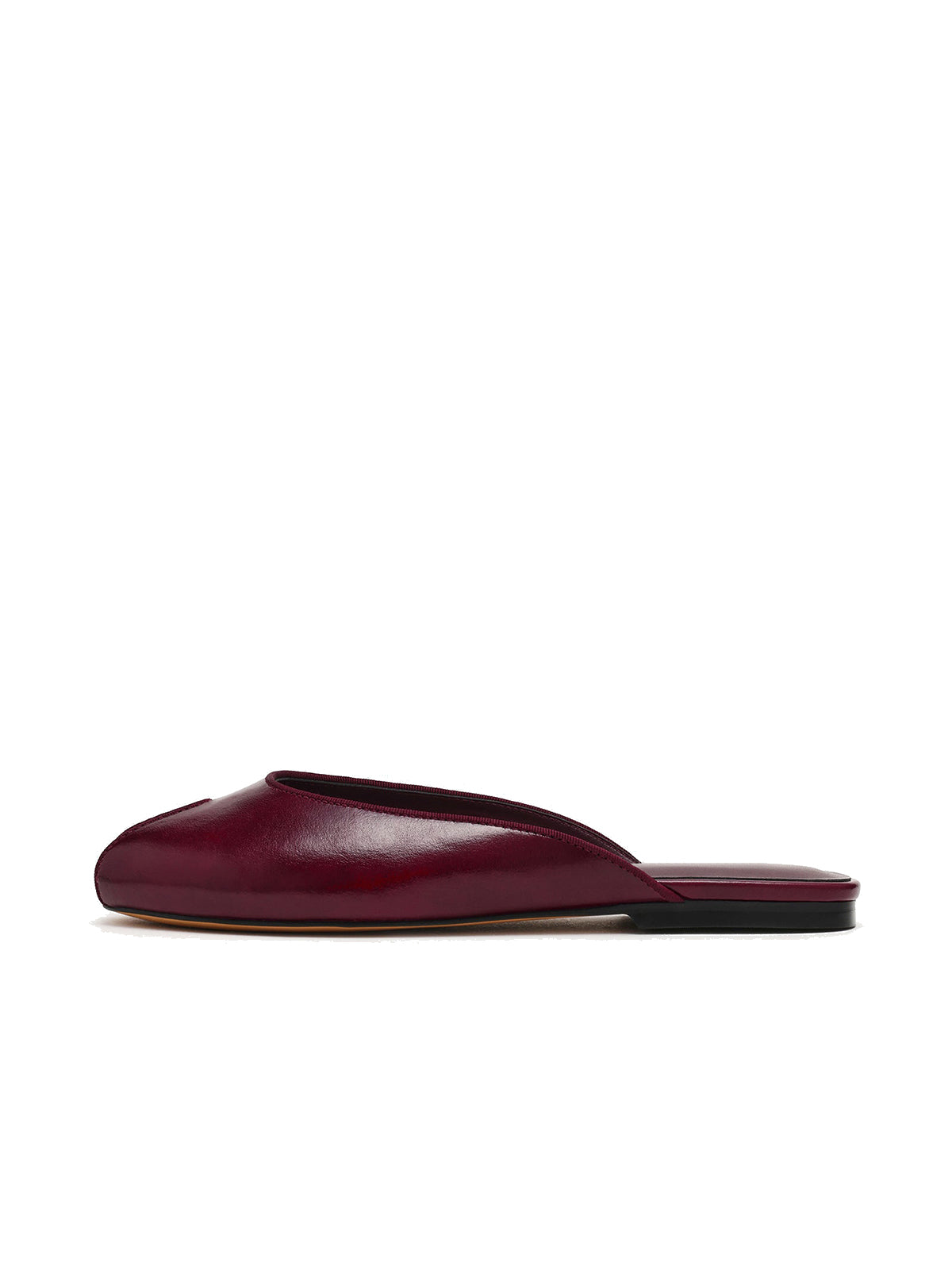 Burgundy Peep Round-Toe Slip-On Chic Mules Flats