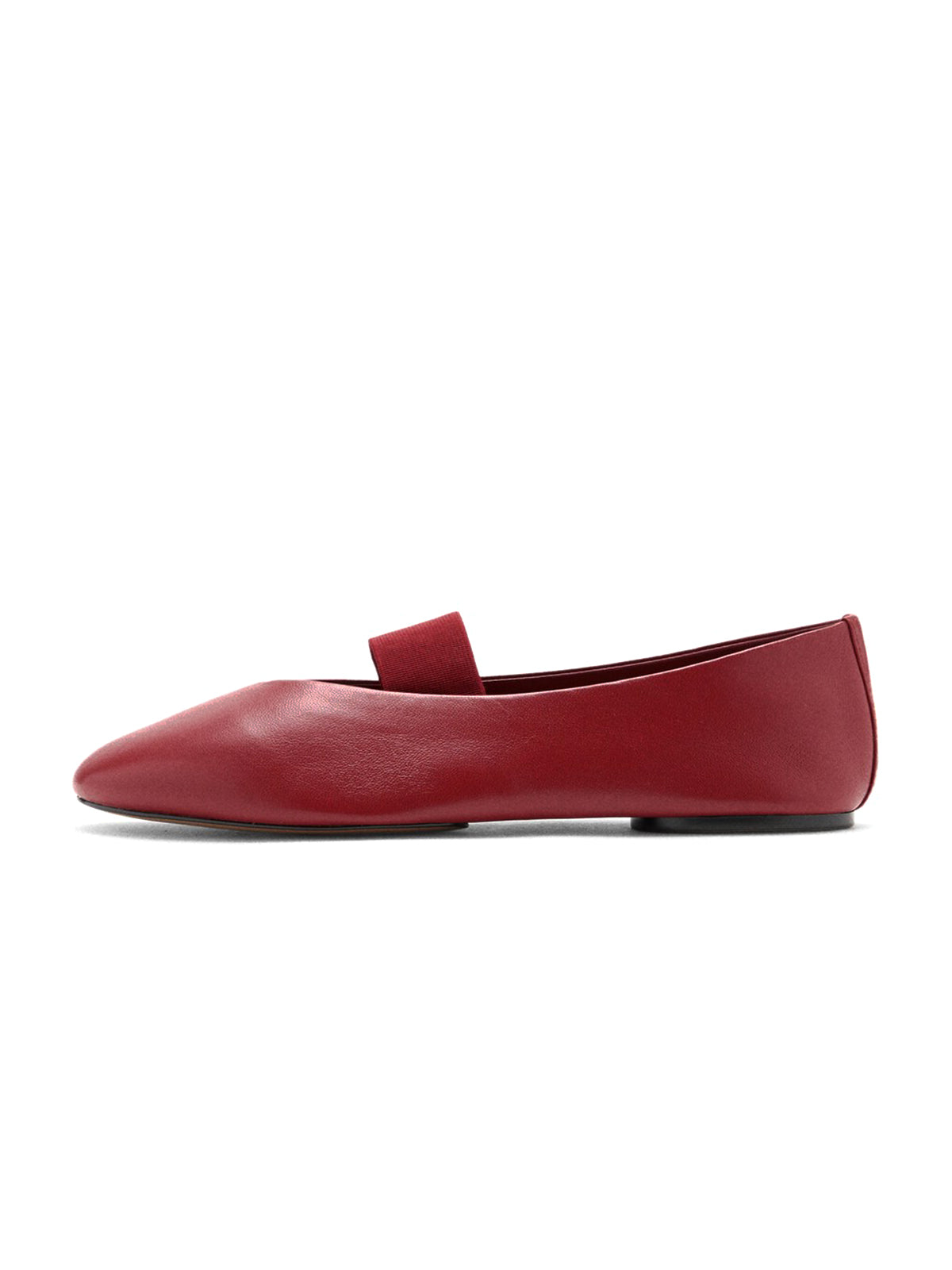 Red Square-Toe Bridge Strap Stylish Flats